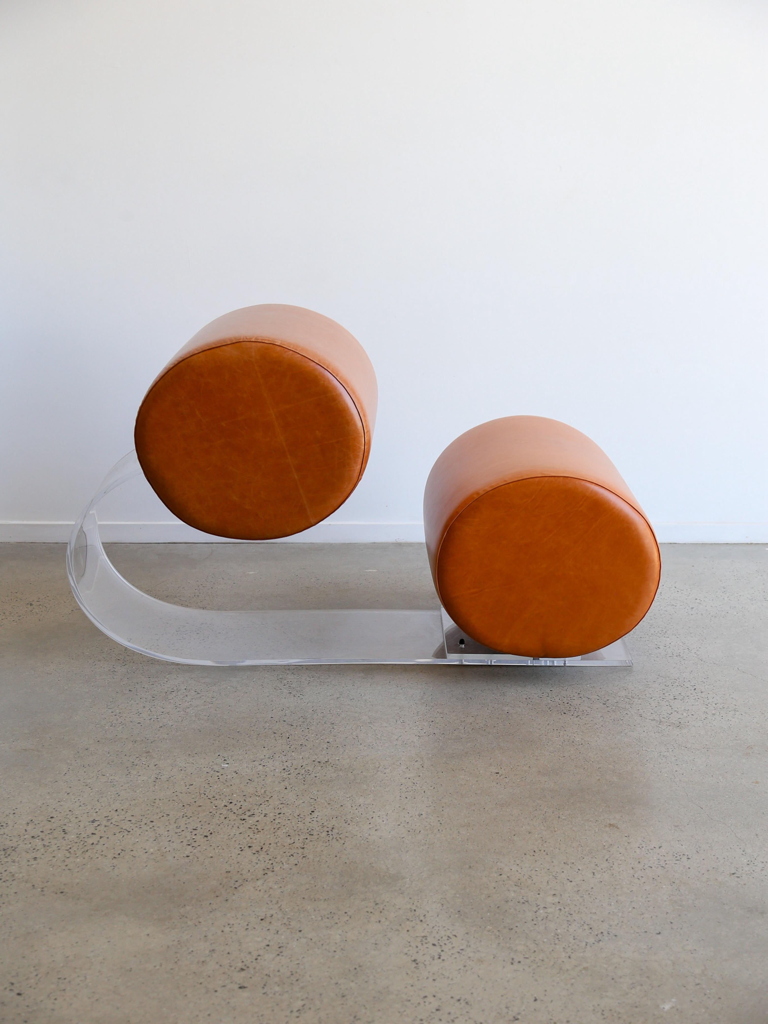 Lounge Chair by Marzio Cecchi in Lucite and Leather For Sale 1