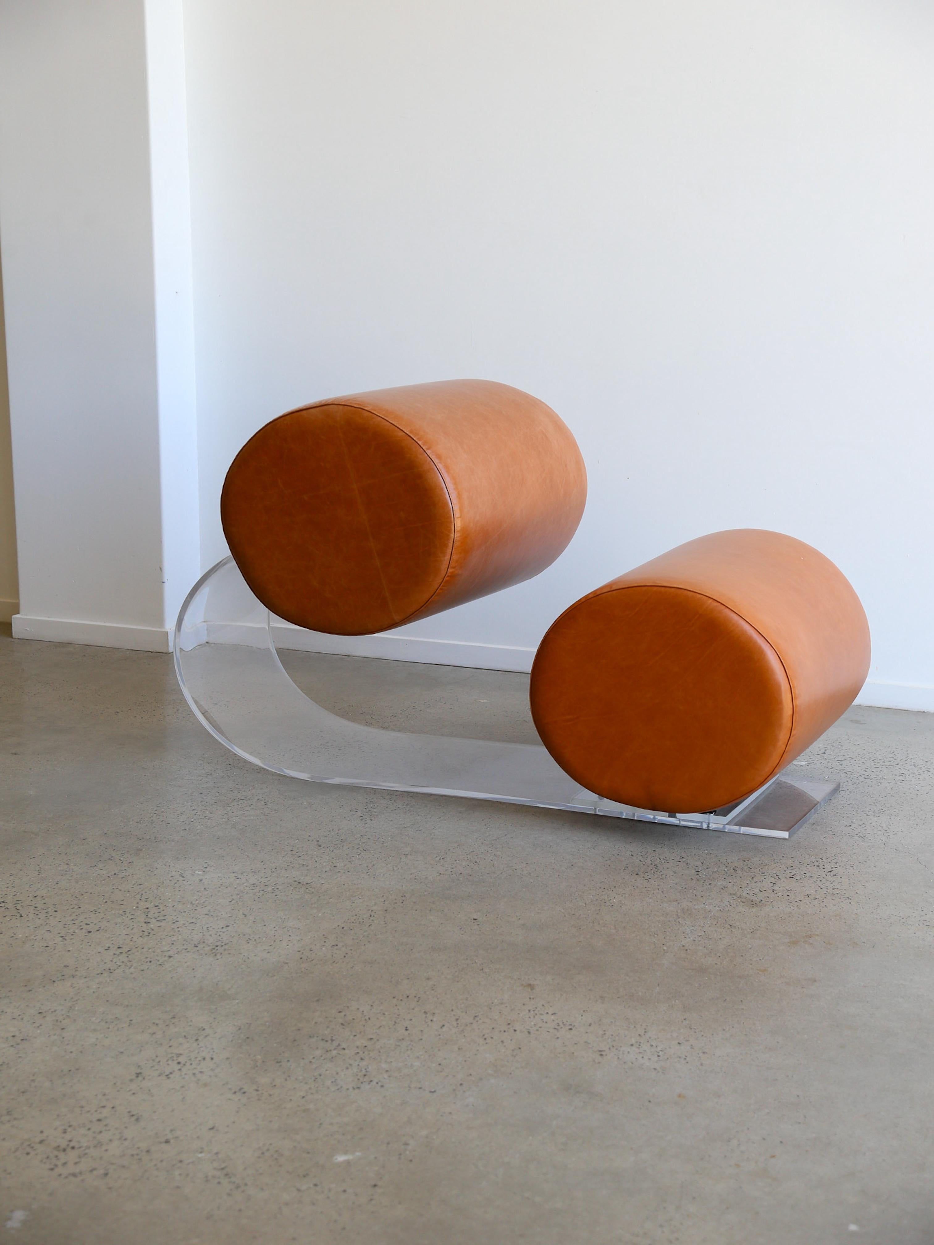 Lounge Chair by Marzio Cecchi in Lucite and Leather For Sale 2