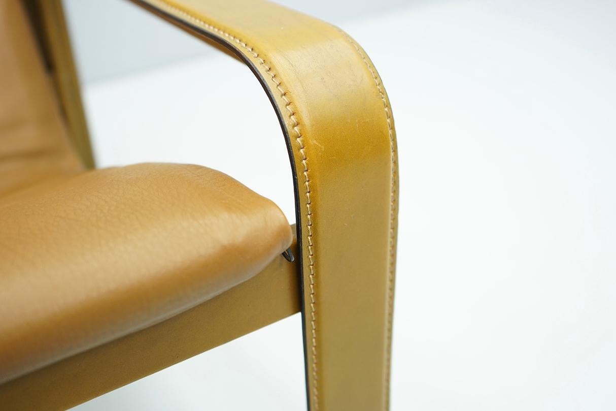 Lounge Chair by Matteo Grassi in Cognac Brown Leather, Italy, 1970s For Sale 1