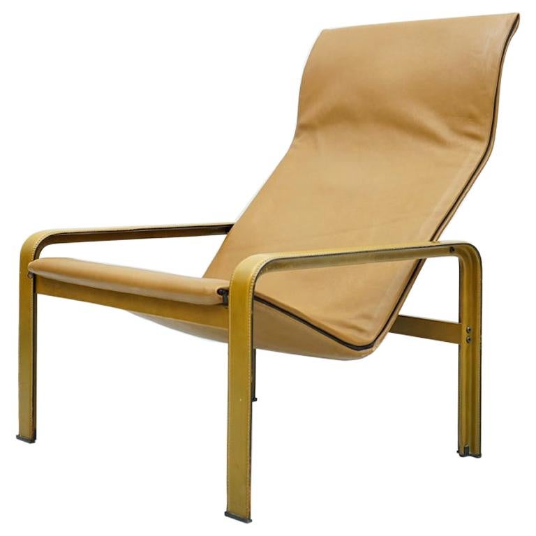 Lounge Chair by Matteo Grassi in Cognac Brown Leather, Italy, 1970s For Sale