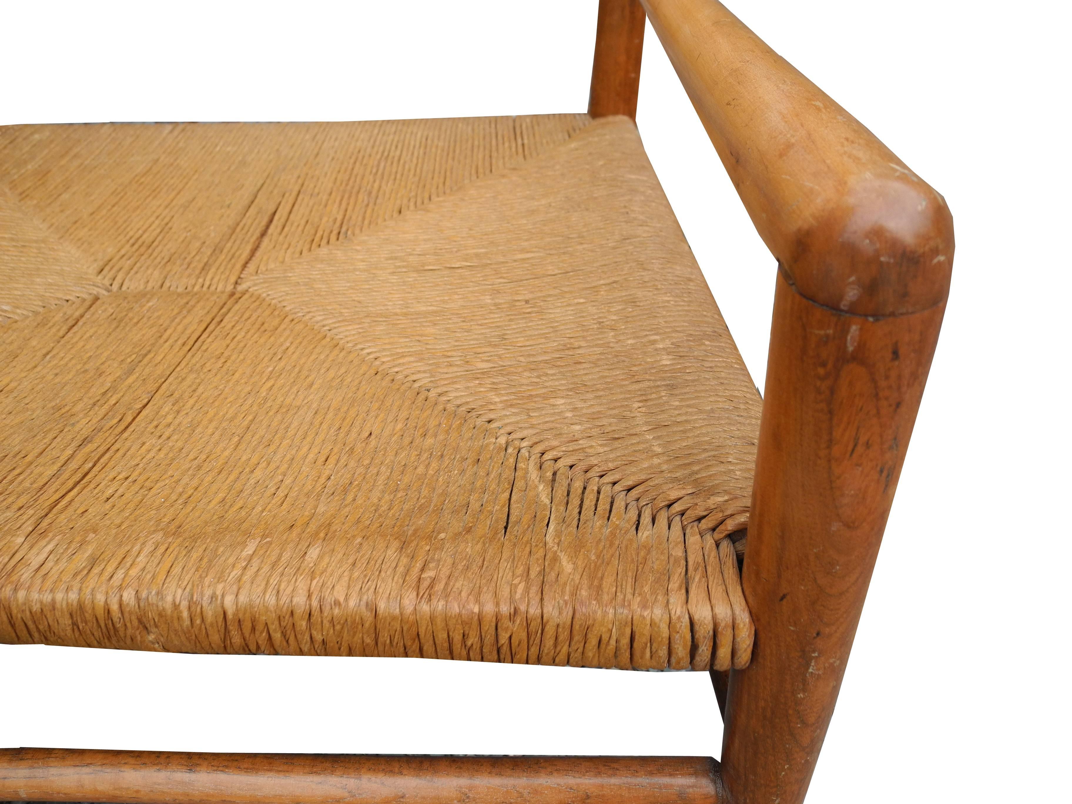 Lounge Chair by Mel Smilow Furniture in Walnut and Handwoven Rush For Sale 5