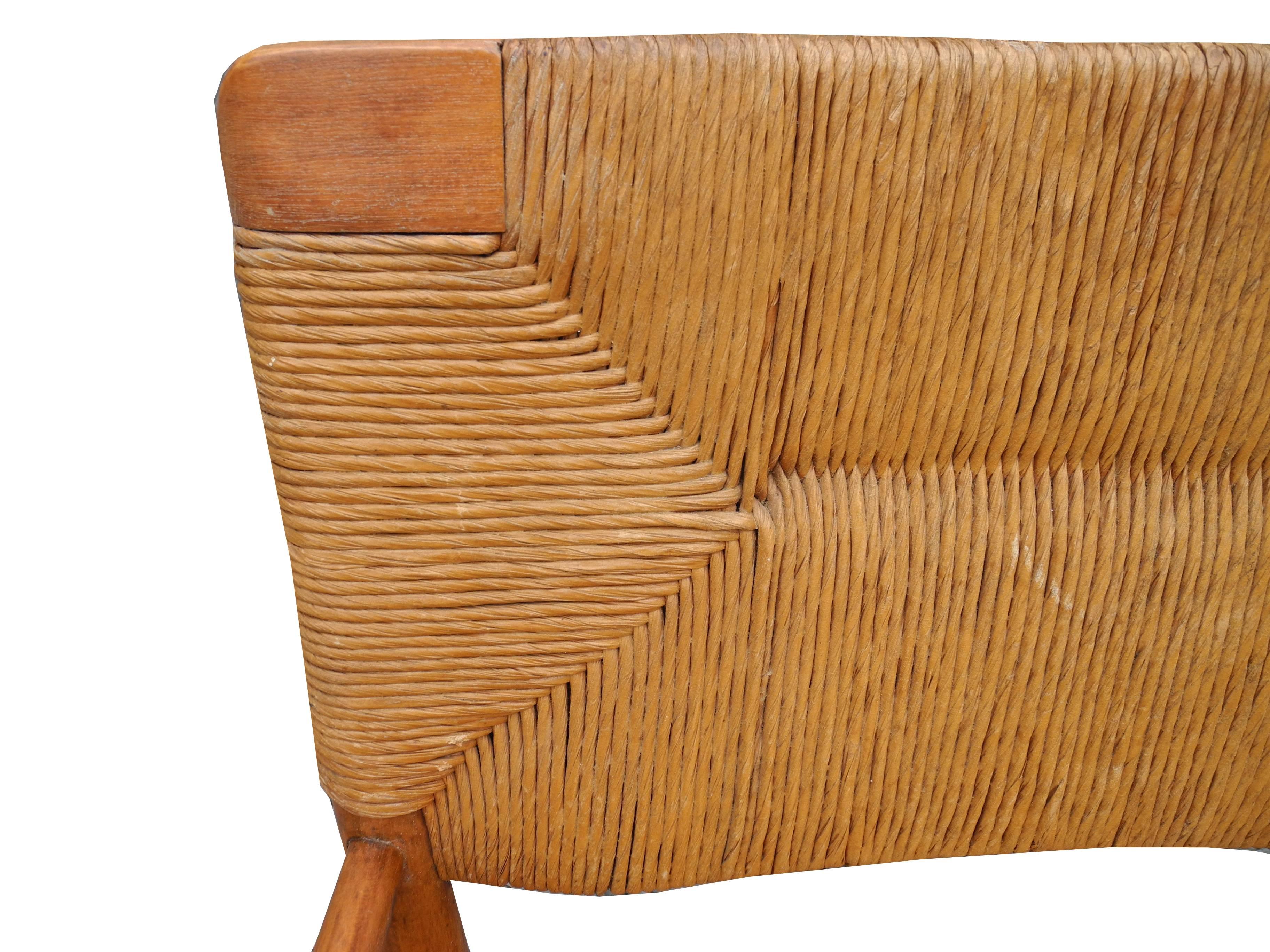 Lounge Chair by Mel Smilow Furniture in Walnut and Handwoven Rush For Sale 6