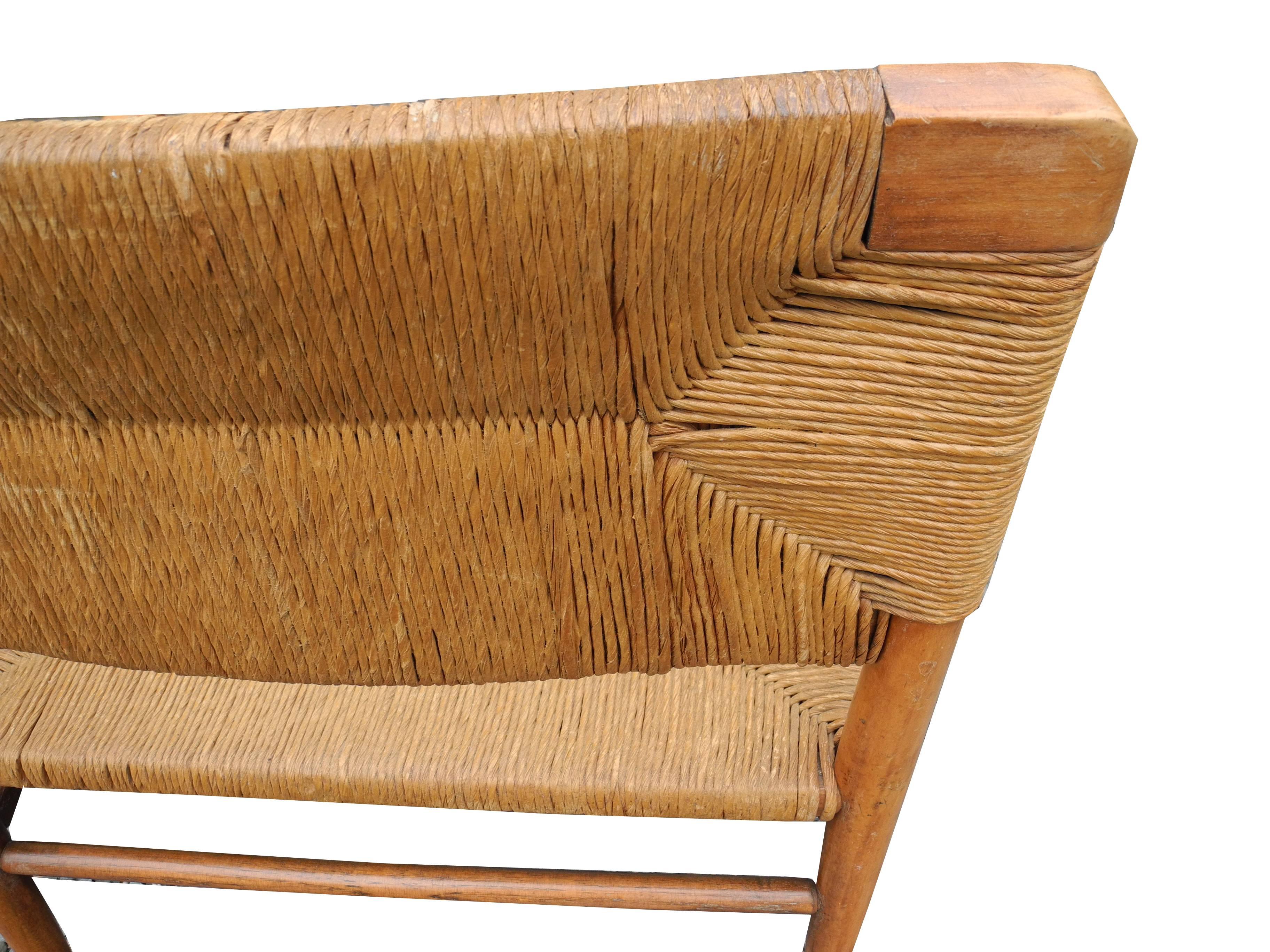 Lounge Chair by Mel Smilow Furniture in Walnut and Handwoven Rush For Sale 2