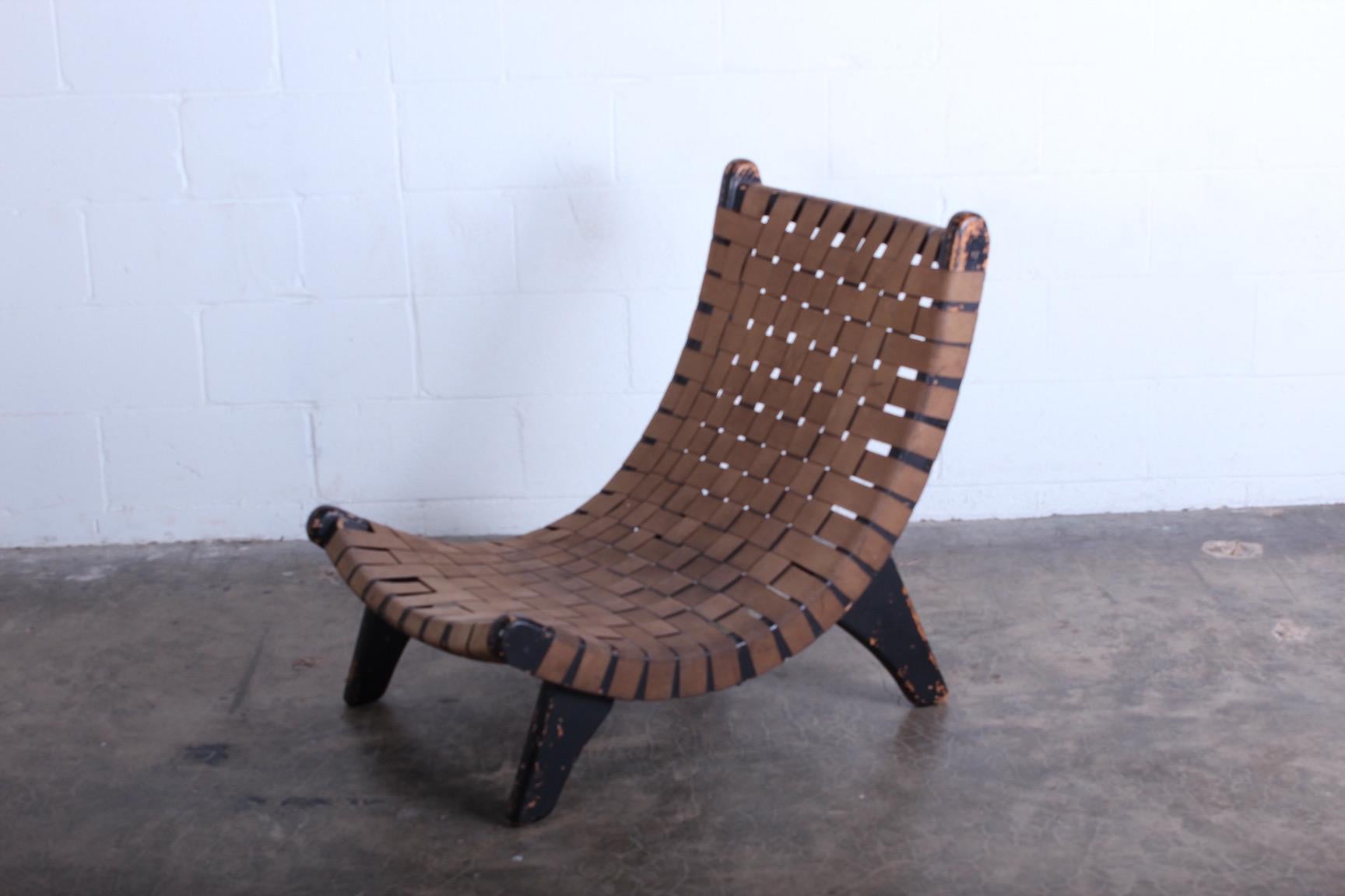 Rare “San Miguel” lounge chair by Michael van Beuren for his company, Domus of Mexico City. Produced between 1944 and 1959. This version is original with wonderful patina. 

 The American-born designer studied under Josef Albers at the Bauhaus in
