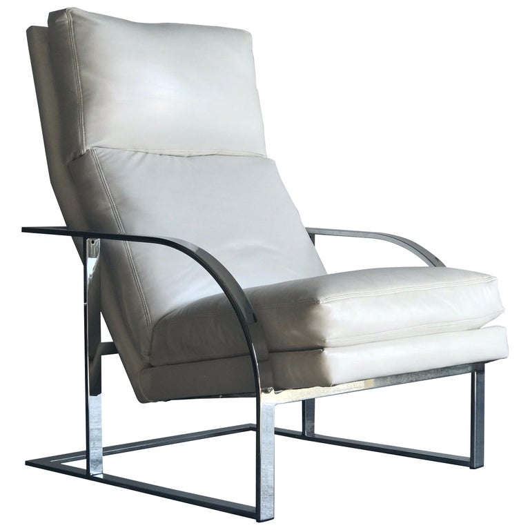 Lounge Chair By Milo Baughman For, White Leather Lounge Chair