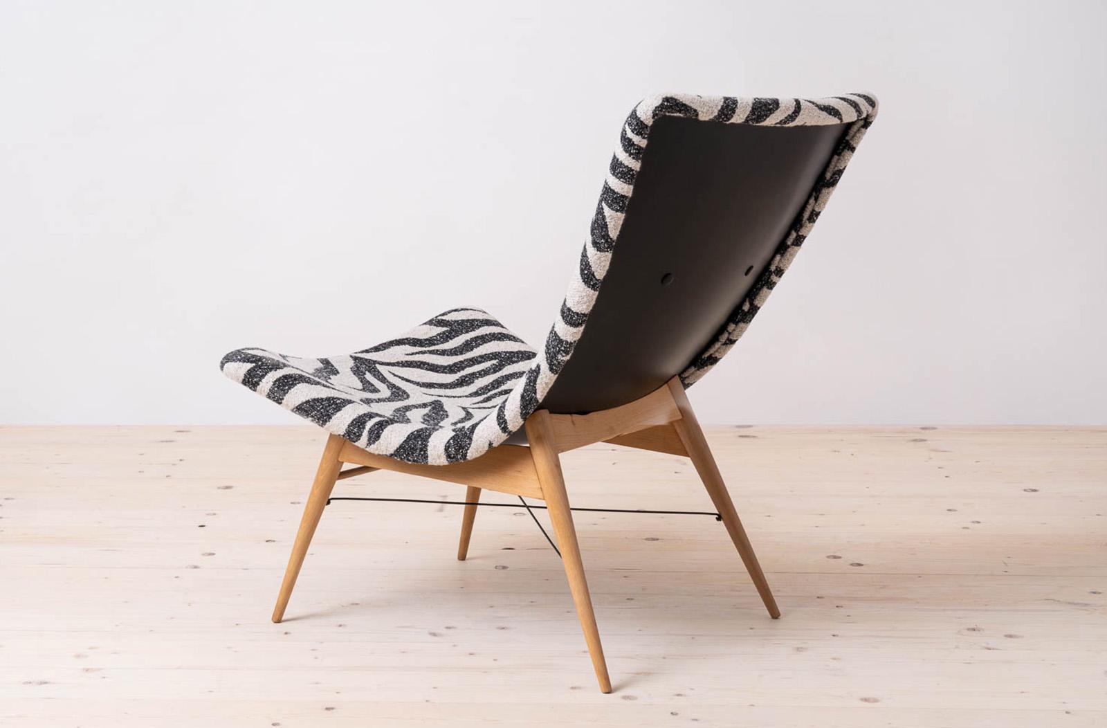 Czech Lounge Chair by Miroslav Navratil, 1959, Reupholstered in Kvadrat Fabric For Sale