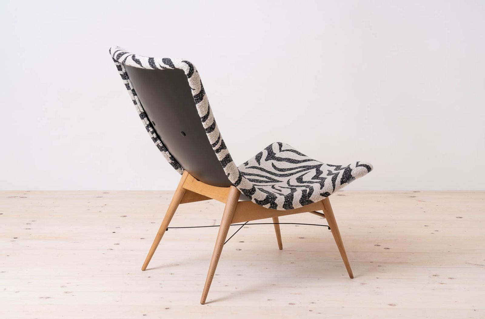 Lounge Chair by Miroslav Navratil, 1959, Reupholstered in Kvadrat Fabric In Good Condition For Sale In Wrocław, Poland
