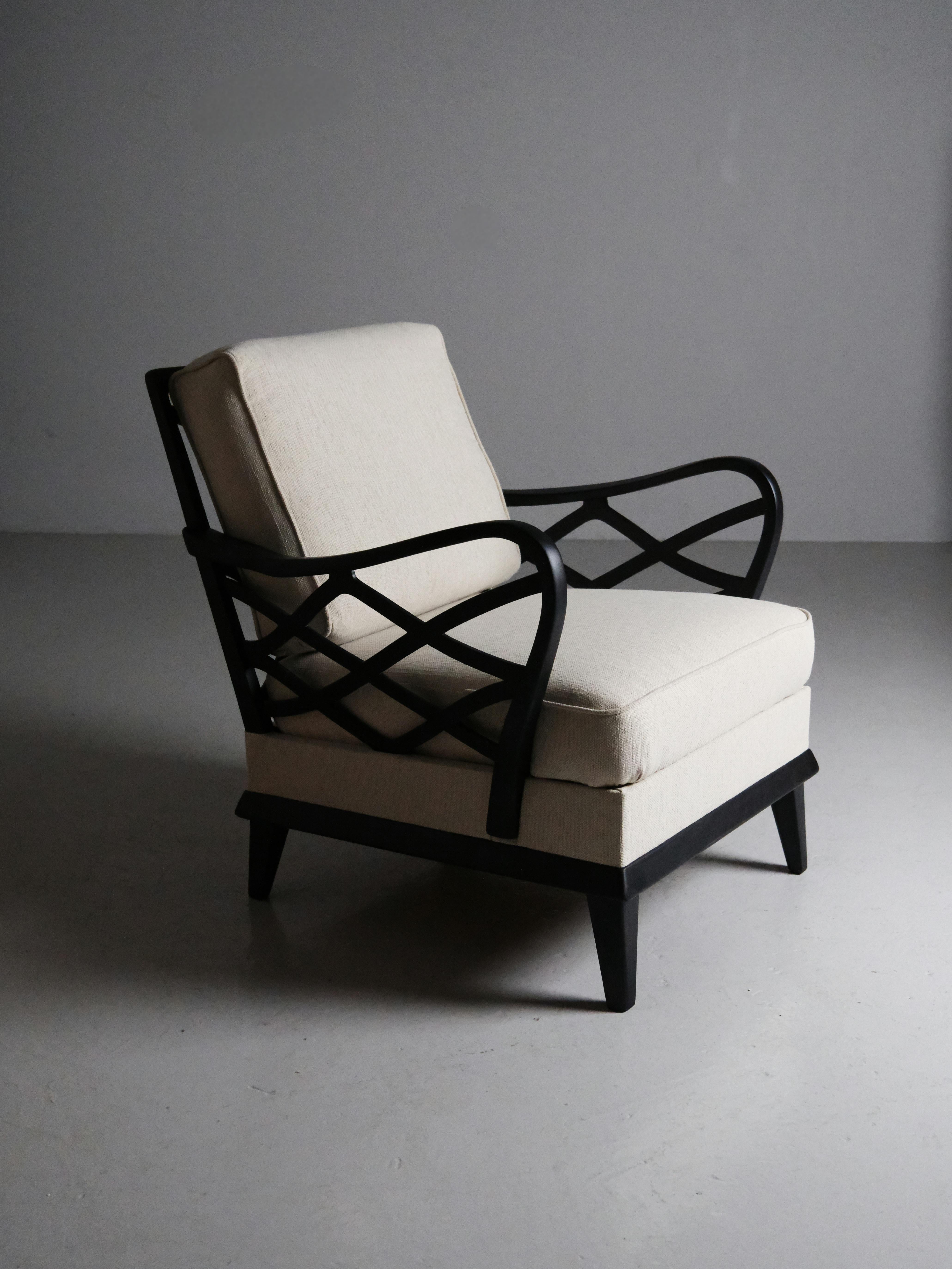 Fabric Lounge chair by Nils Enström for Bodafors, Sweden, 1940s For Sale