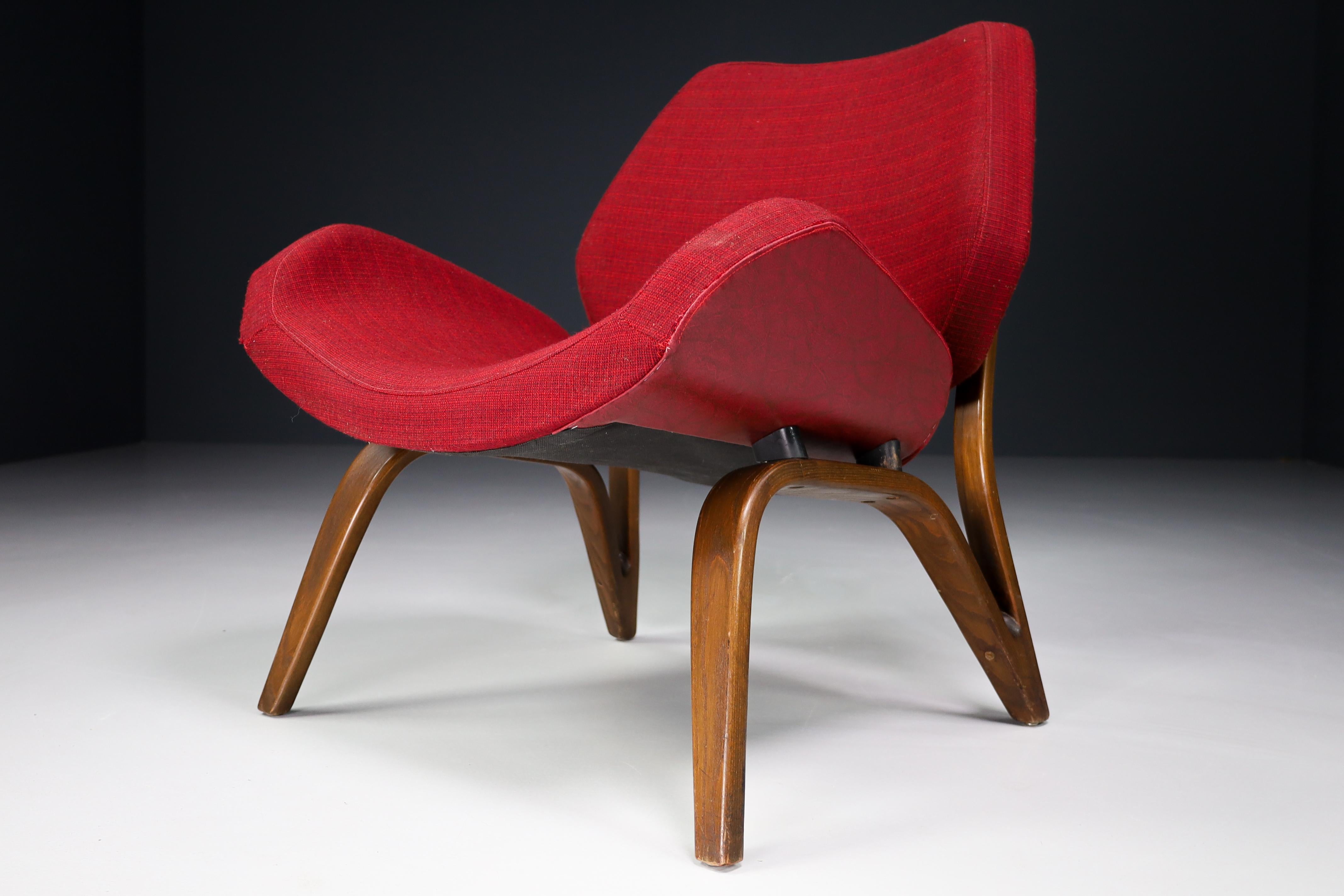 Fabric Lounge Chair by Paul Bode for Deutsche Federholzgesellschaft, Germany, 1954