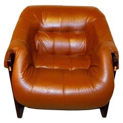 Lounge Chair by Percival Lafer in Jatobah and Leather