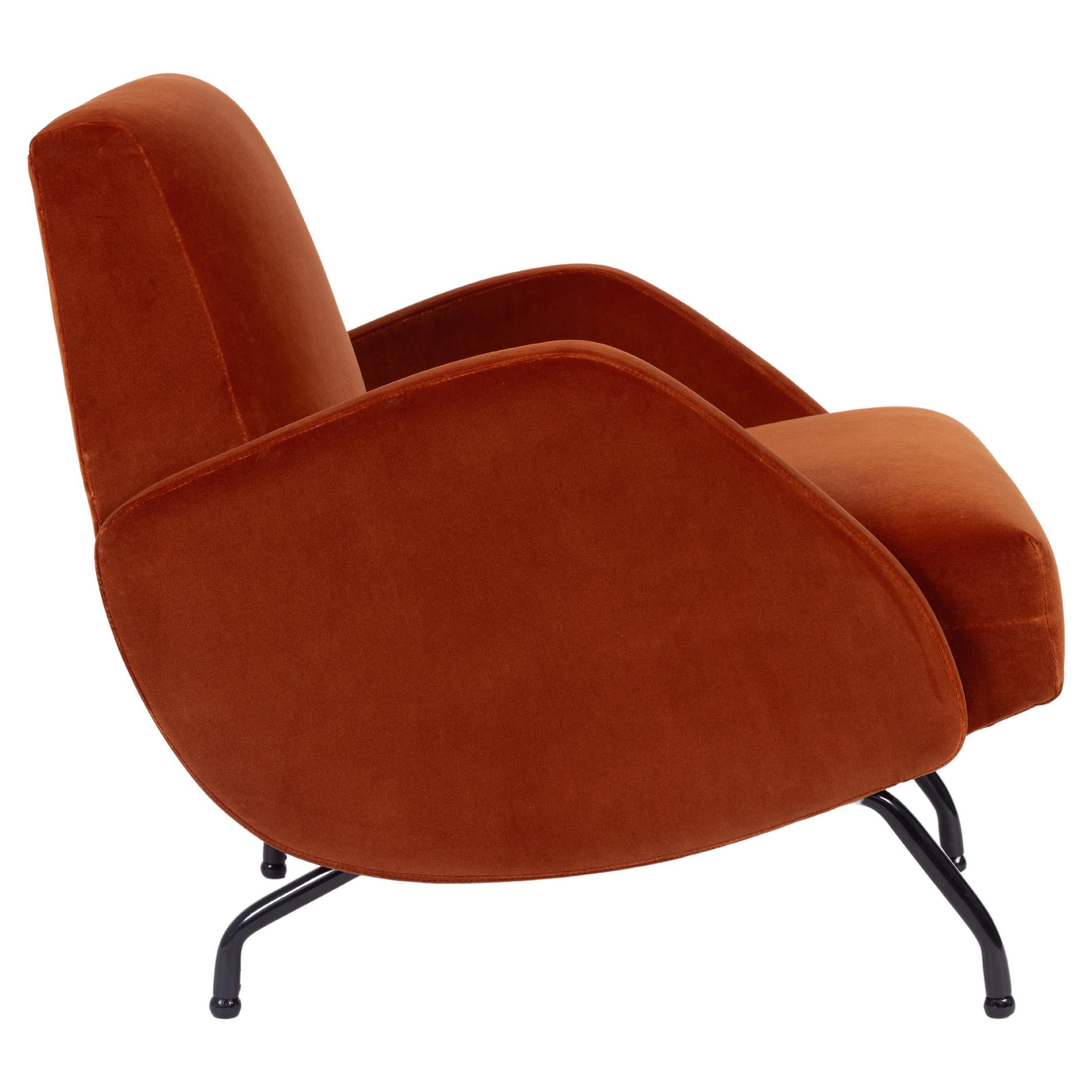 Lounge Chair by Różański, Poland 1950s, Reupholstered in Holly Hunt Velvet For Sale