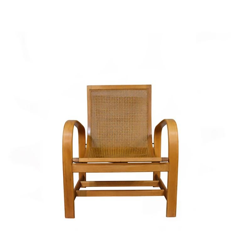 Caning Lounge Chair by Soren Hansen For Sale