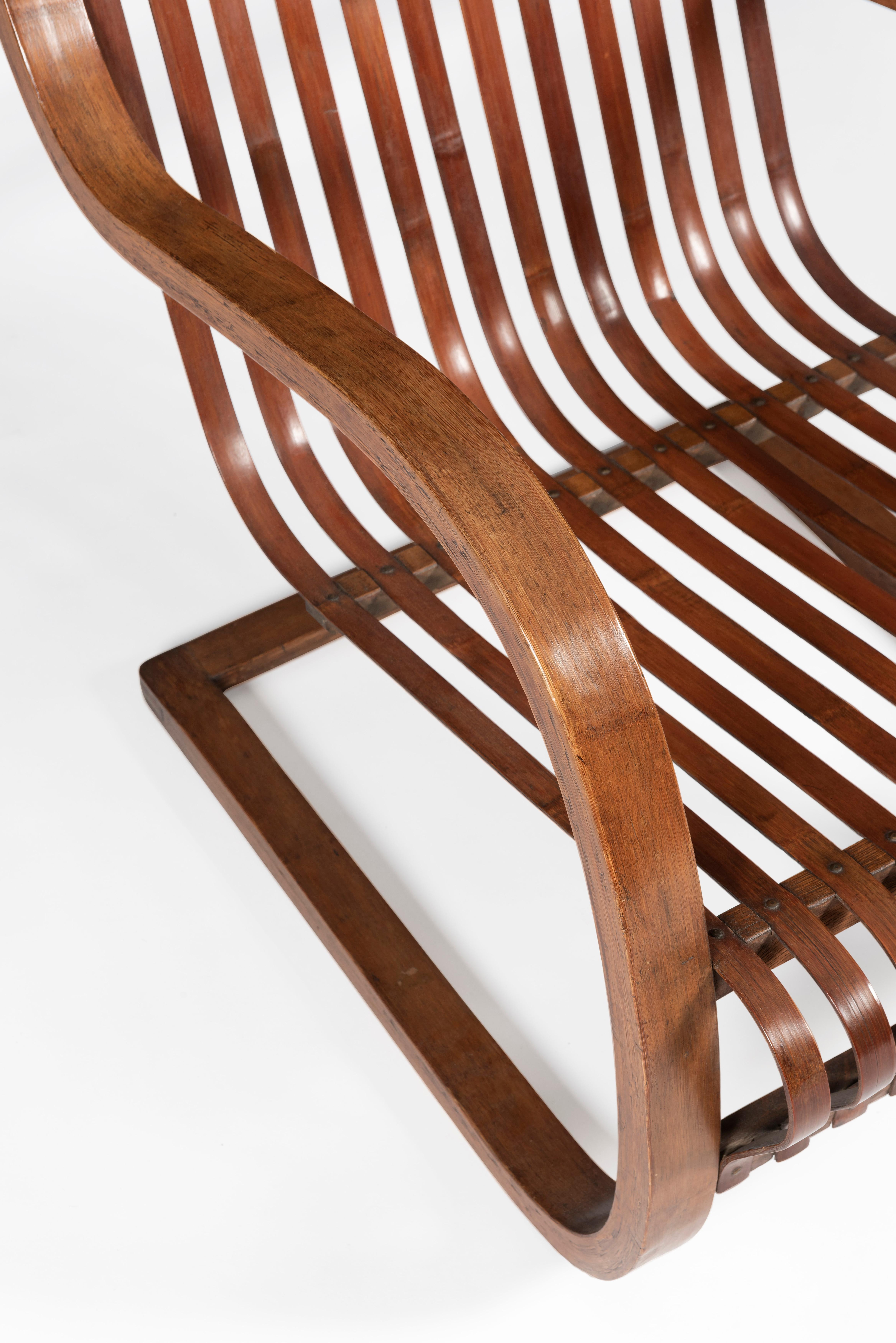 Art Deco Rare bamboo Lounge Chair by Ubunji Kidokoro For Sale