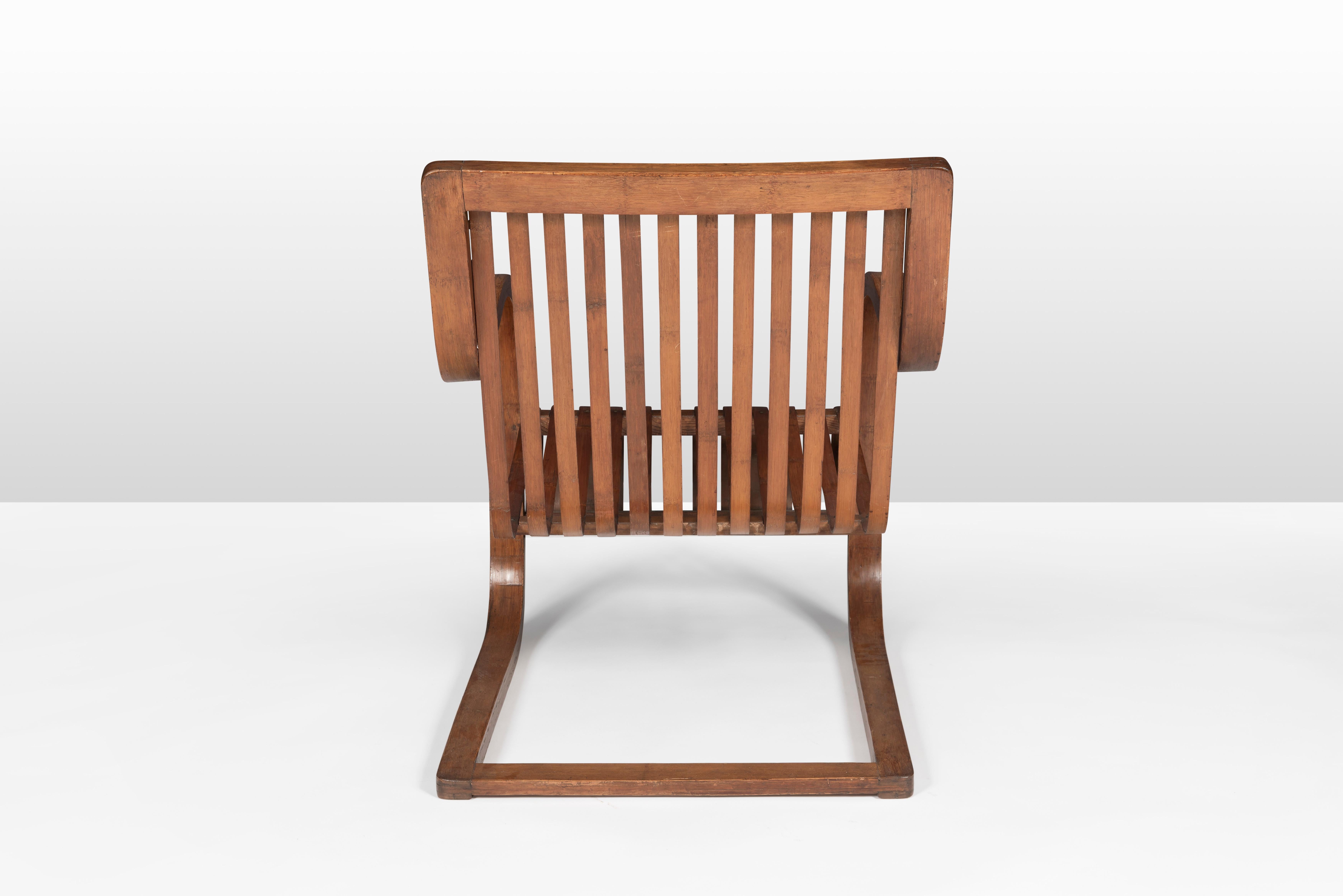 Japanese Rare bamboo Lounge Chair by Ubunji Kidokoro For Sale