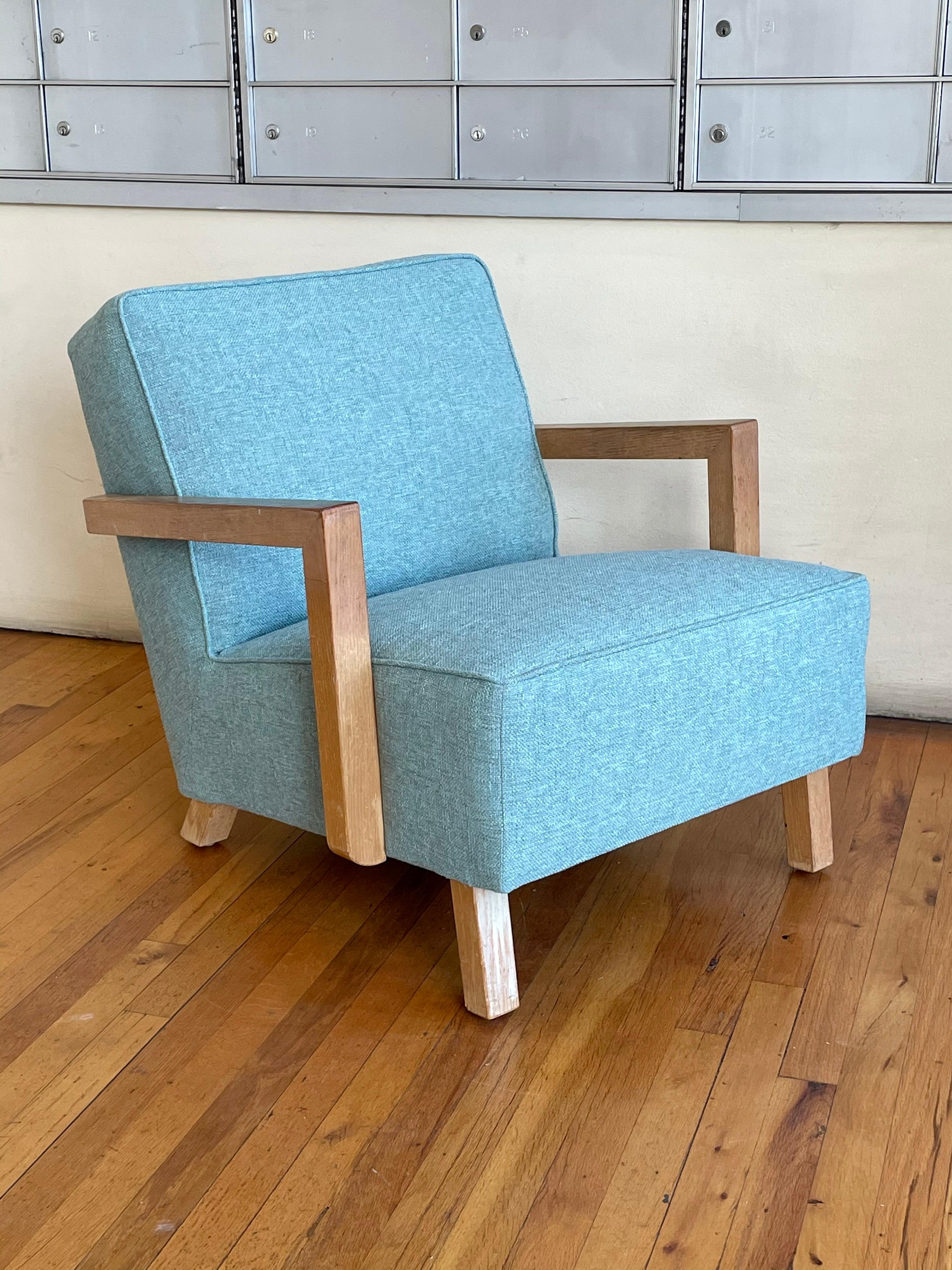 Rare California design lounge chair (Model 330) by Van Keppel-Green. Newly-upholstered in new Knoll fabric, we have recovered the chair and left the original finish on the arms and legs we clean them and oil them. This is a very rare early