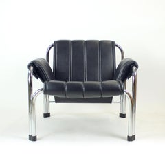 Lounge Chair By Viliam Chlebo In Chrome And Leatherette, Kodreta 1980s