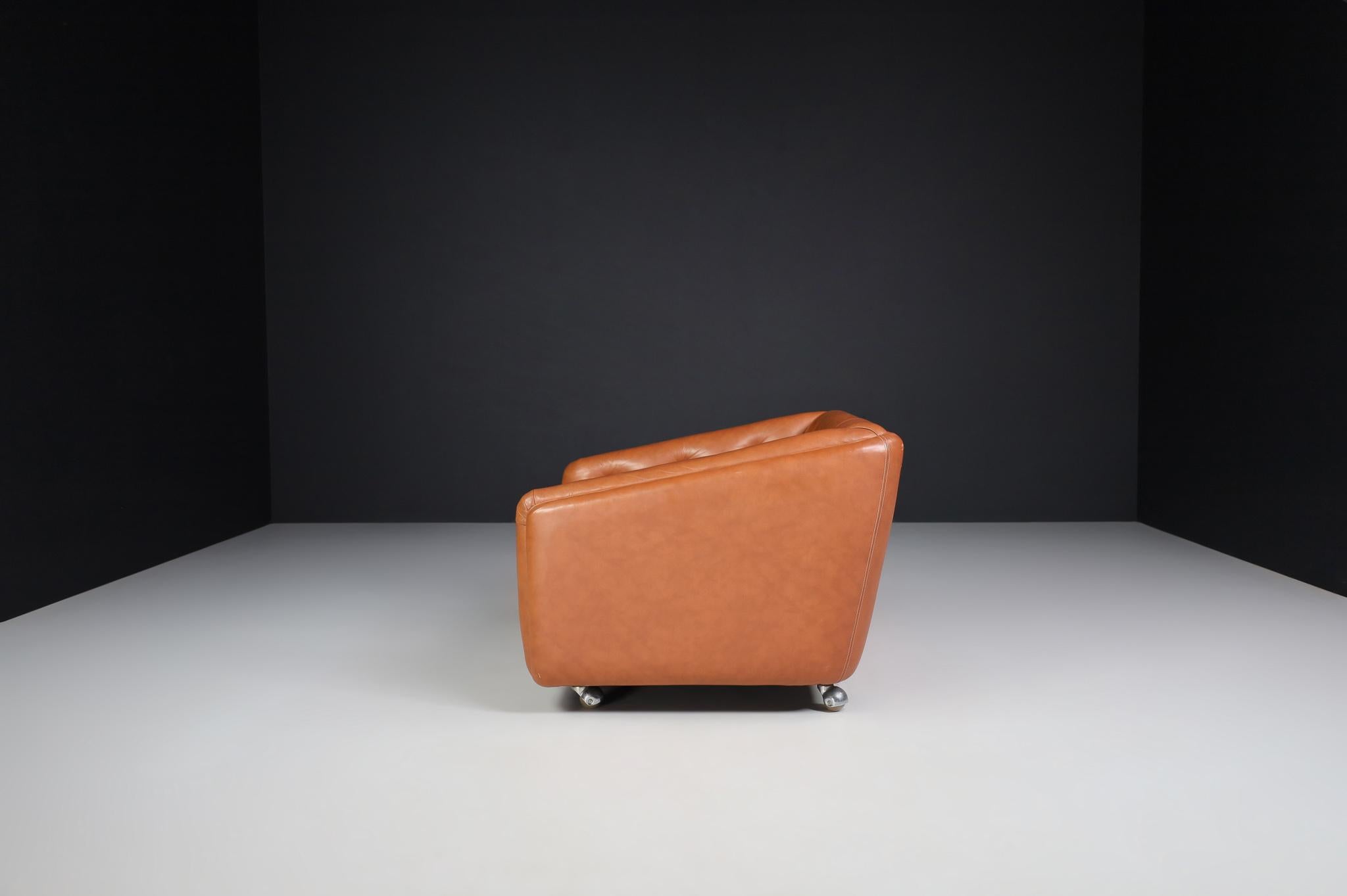 Leather Lounge Chair C610 by Geoffrey Harcourt for Artifort, Netherlands, 1969 For Sale