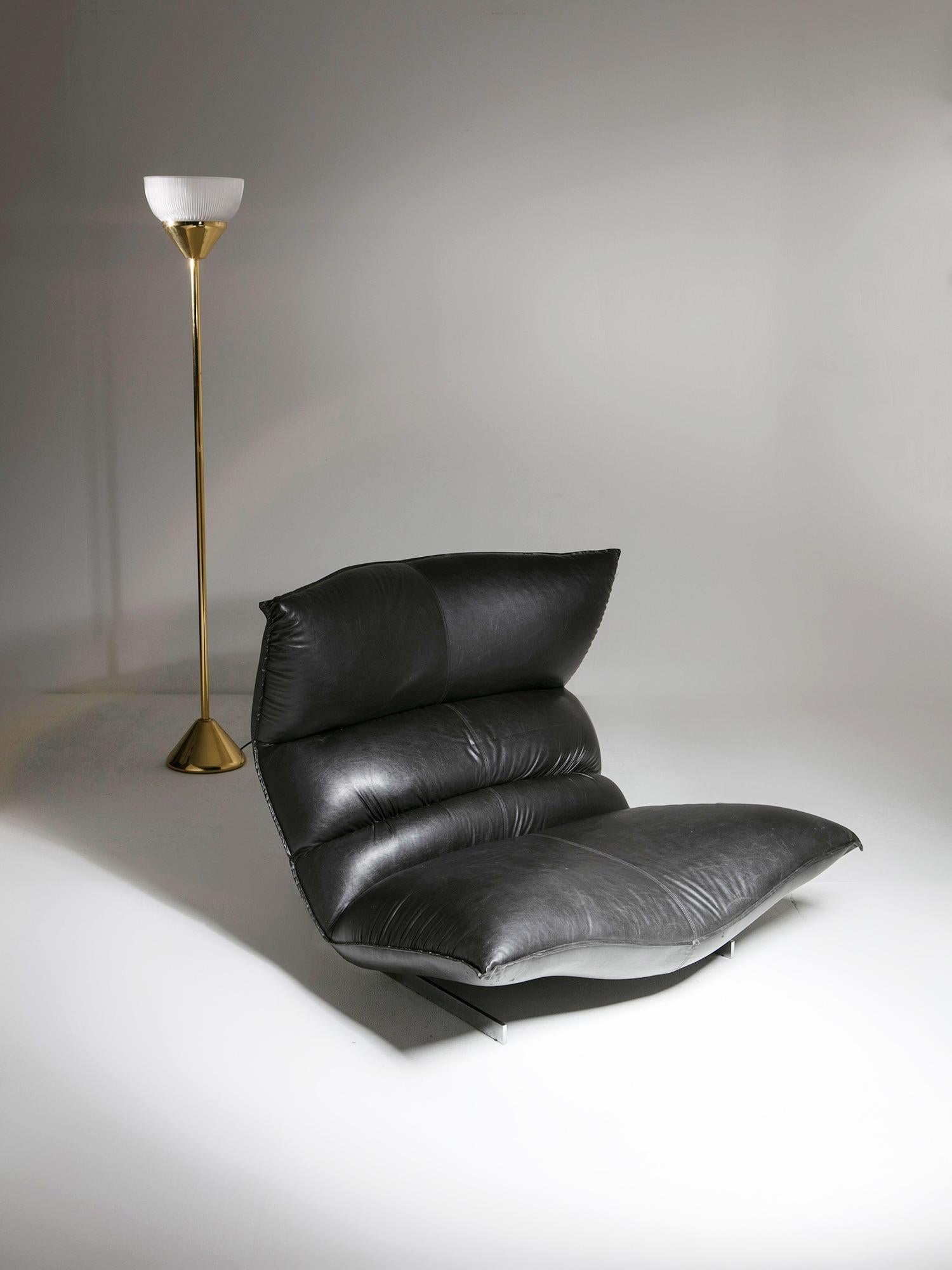 Steel Modern Leather Lounge Chair 
