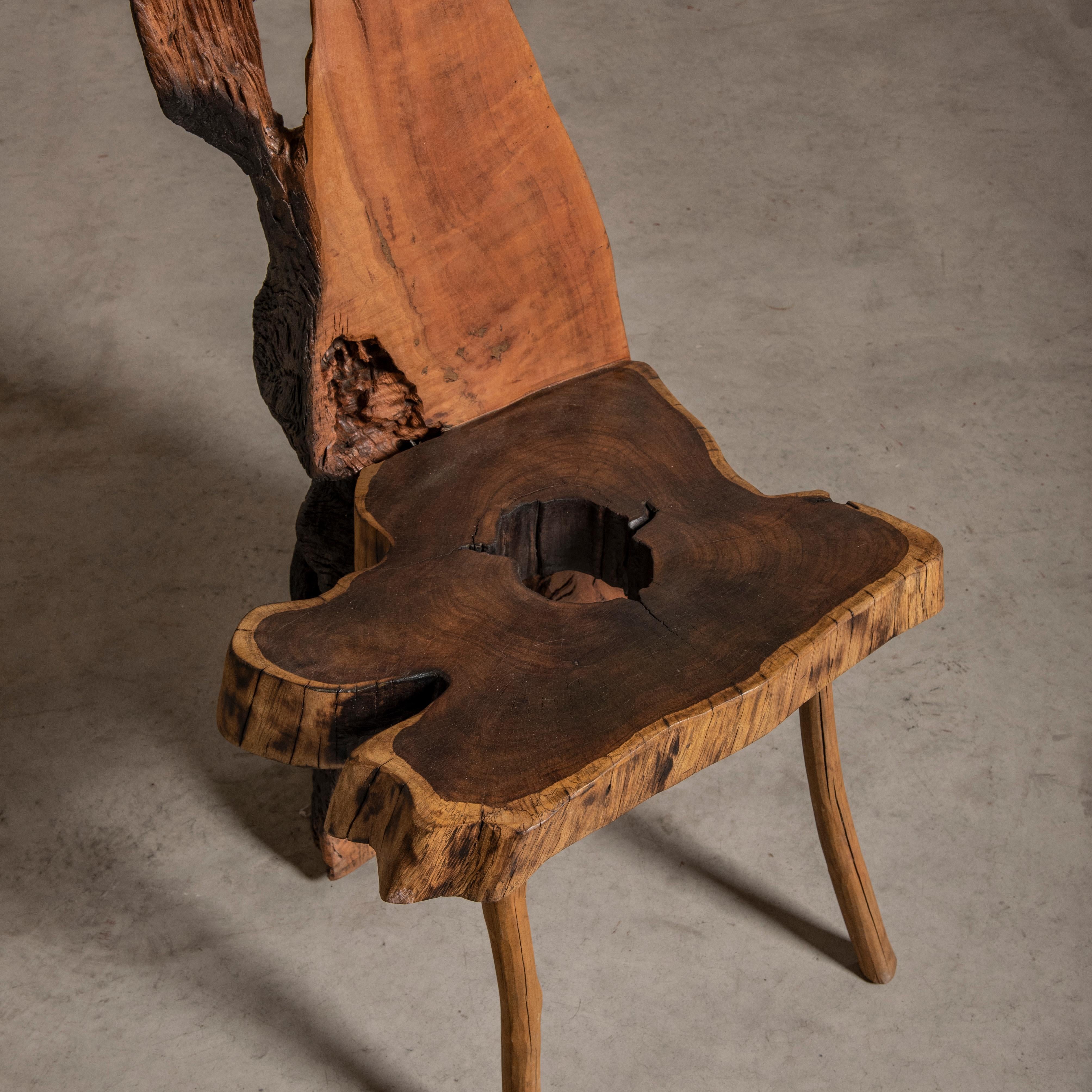 Plongez dans le monde énigmatique de l'art du meuble avec cette chaise envoûtante, fabriquée par les mains expertes de Nen Artesão. Brouillant les frontières entre l'art du design et la fabrication de meubles vernaculaires, cette chaise est un