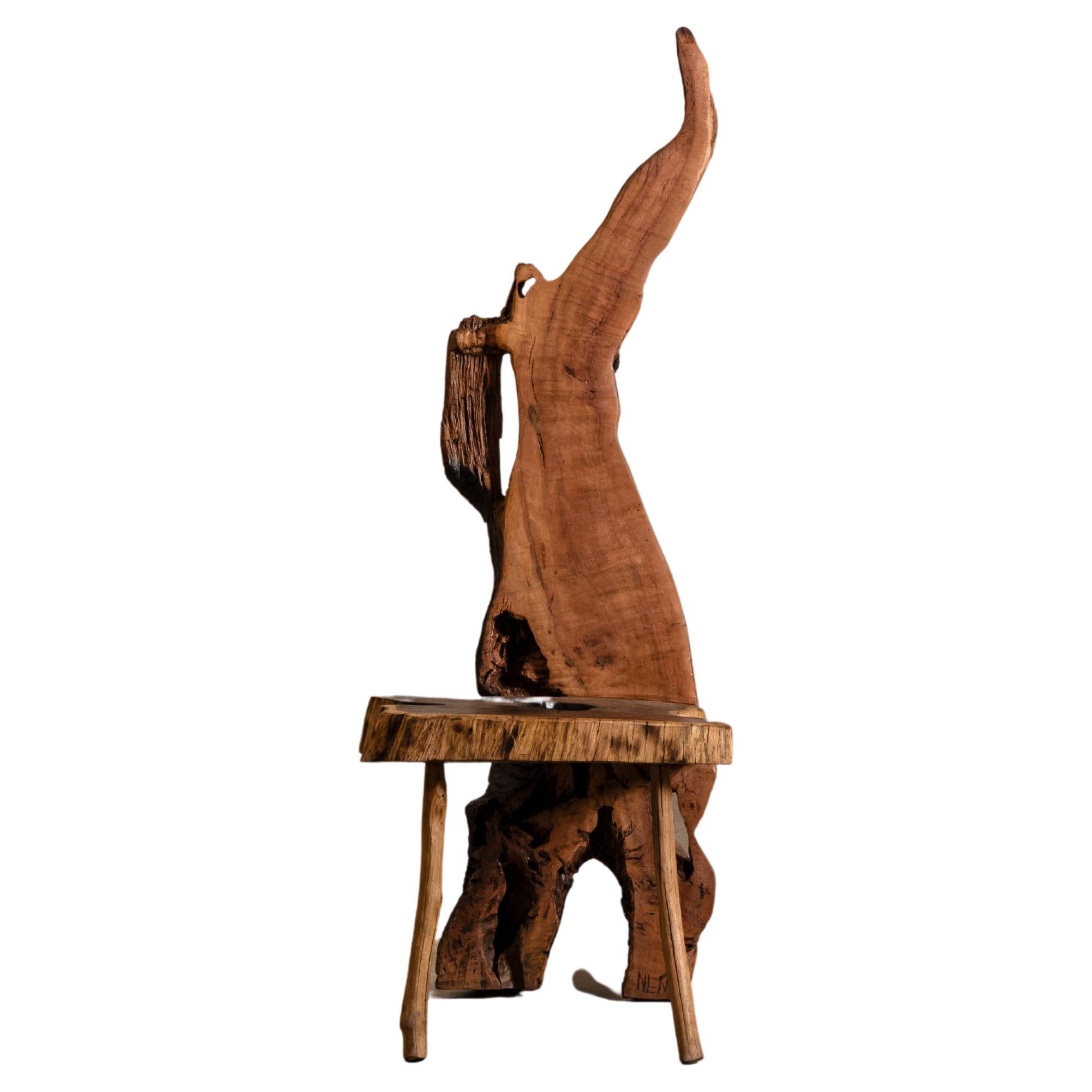 Lounge chair "Chama" in solid wood, contemporary Brazilian design For Sale