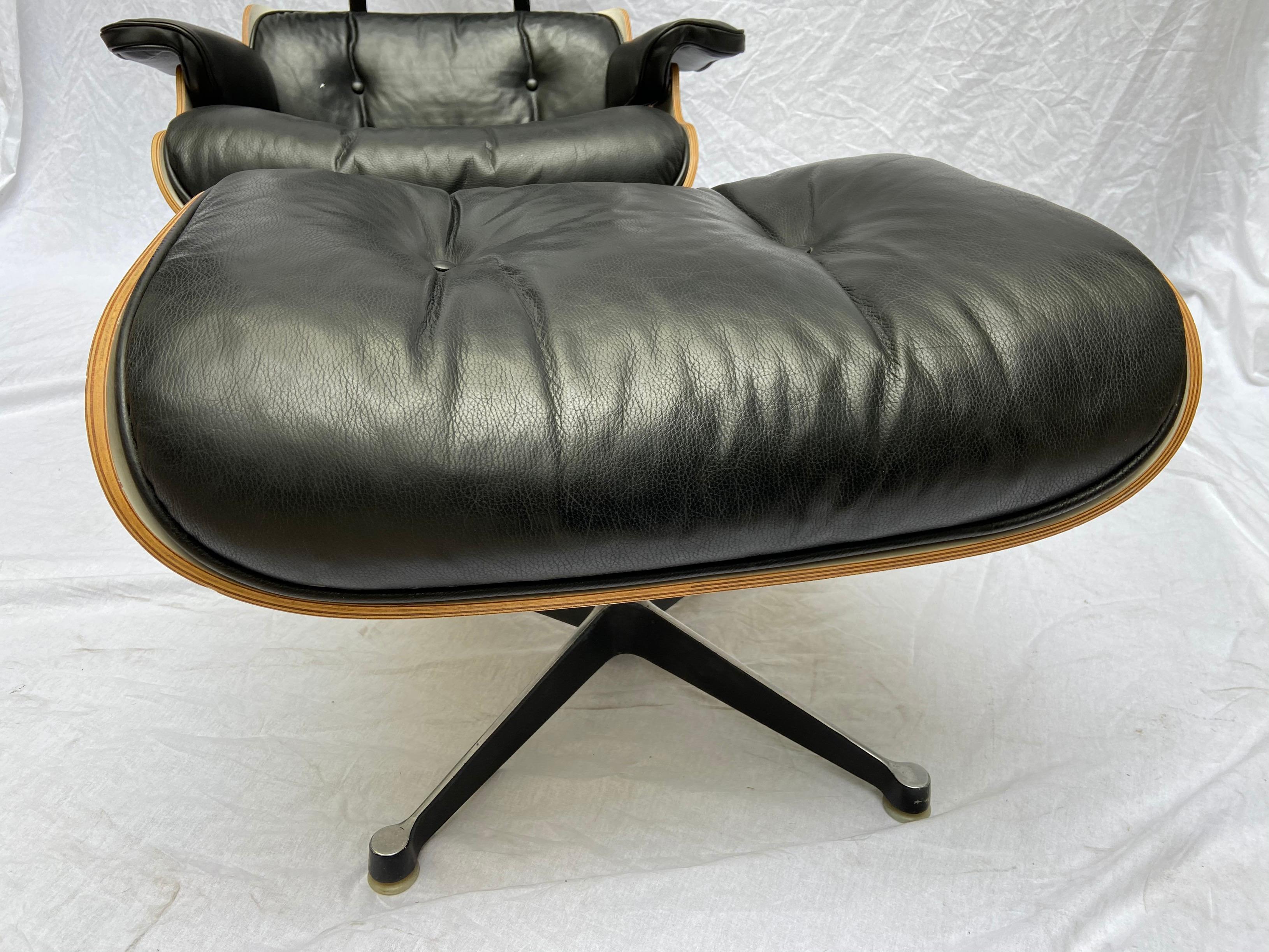 Leather Lounge Chair Charles Eames and Ottoman, 1977, Mobilier International