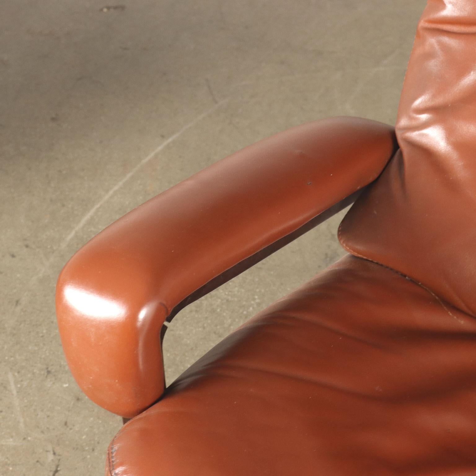 Mid-Century Modern Lounge Chair con Pouf Anni 60, marrone
