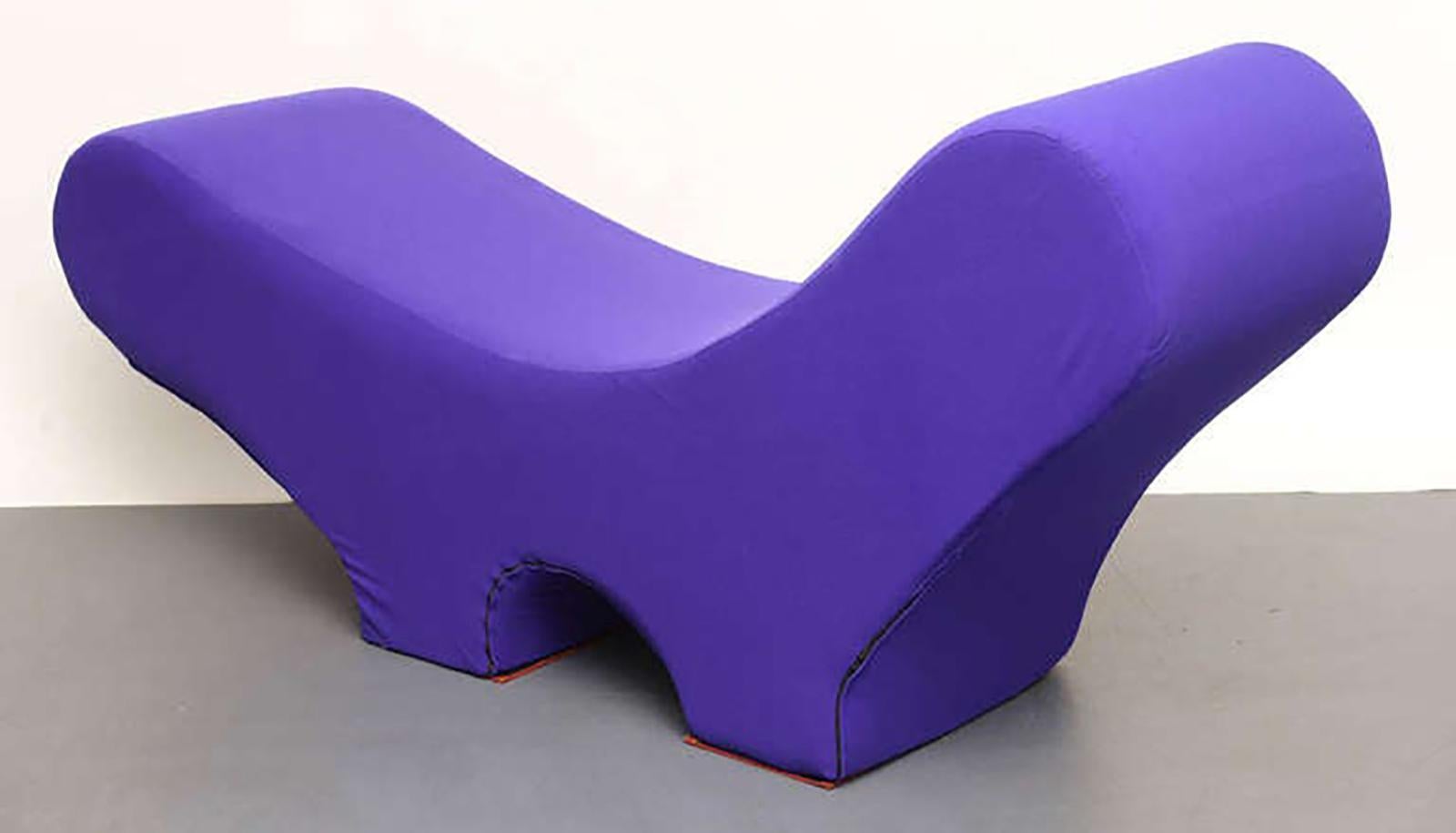 Long lounge chair , day bed extremly comfortable .
The color is great and will put a joyfull note in any interior.
The complete piece is in foam , the fabric is a bit more purple  than the color of the photo . Please, ask for more photos to have the
