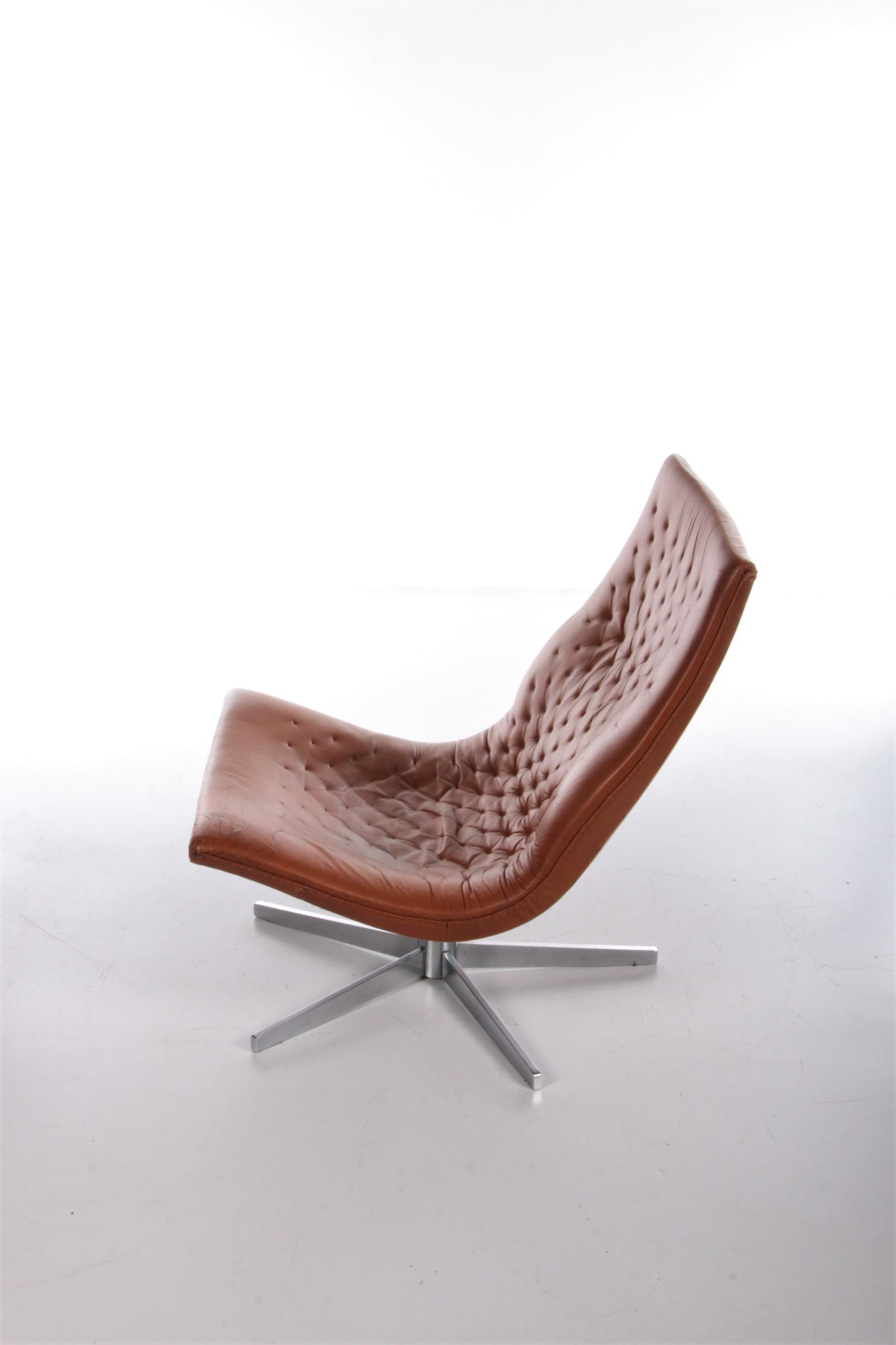 Mid-Century Modern Lounge Chair De Sede Model DS-51 Cognac Color Leather Switzerland For Sale