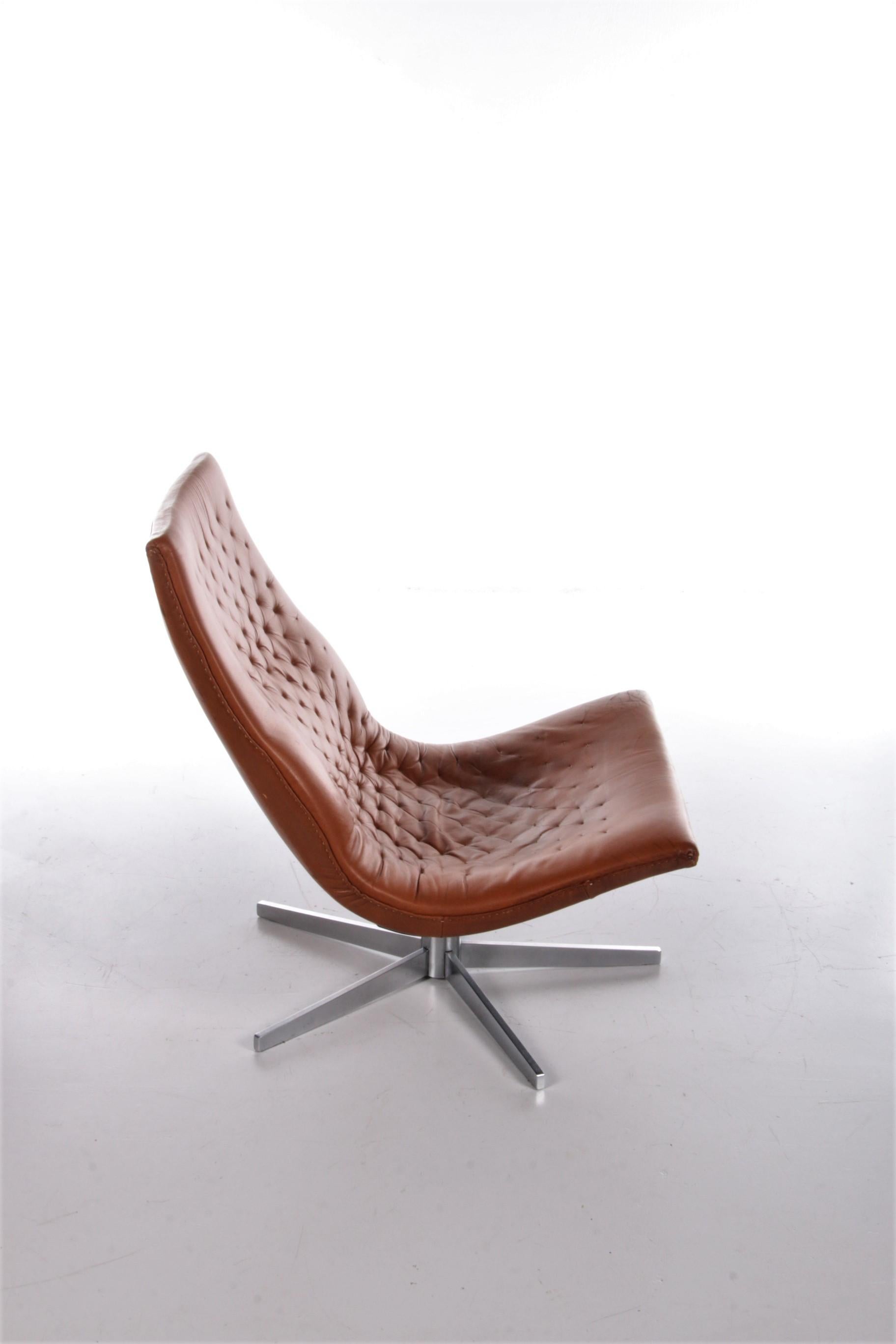 Lounge Chair De Sede Model DS-51 Cognac Color Leather Switzerland In Good Condition For Sale In Oostrum-Venray, NL