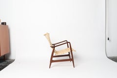 Ib Kofod-Larsen Lounge Chair, Solid Beech & Cane, Danish Modern, 1950s