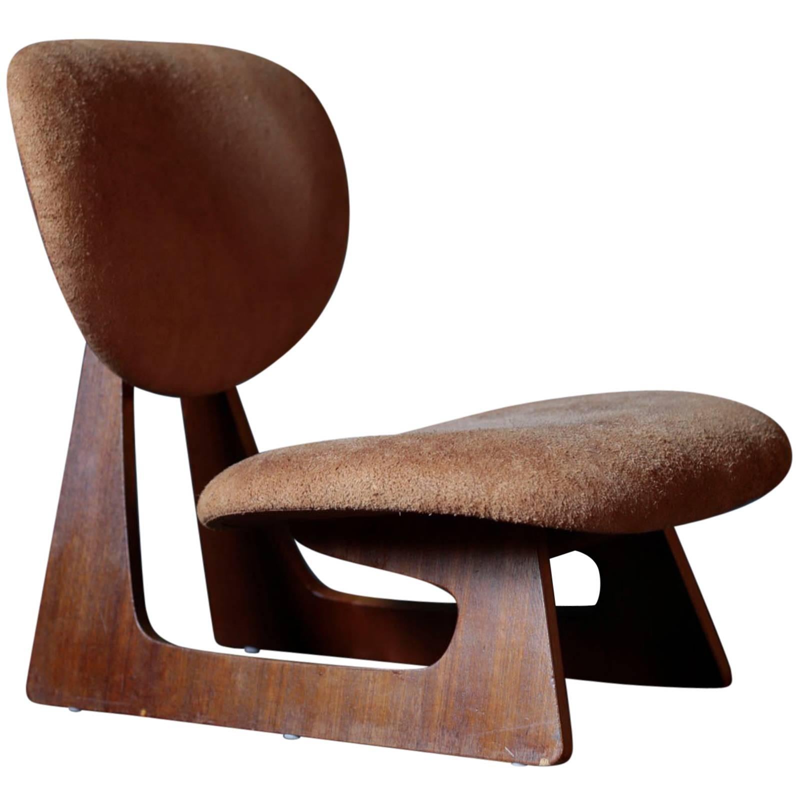 Lounge Chair Designed by Junzo Sakakura for Tendo Mokko with Case Leather