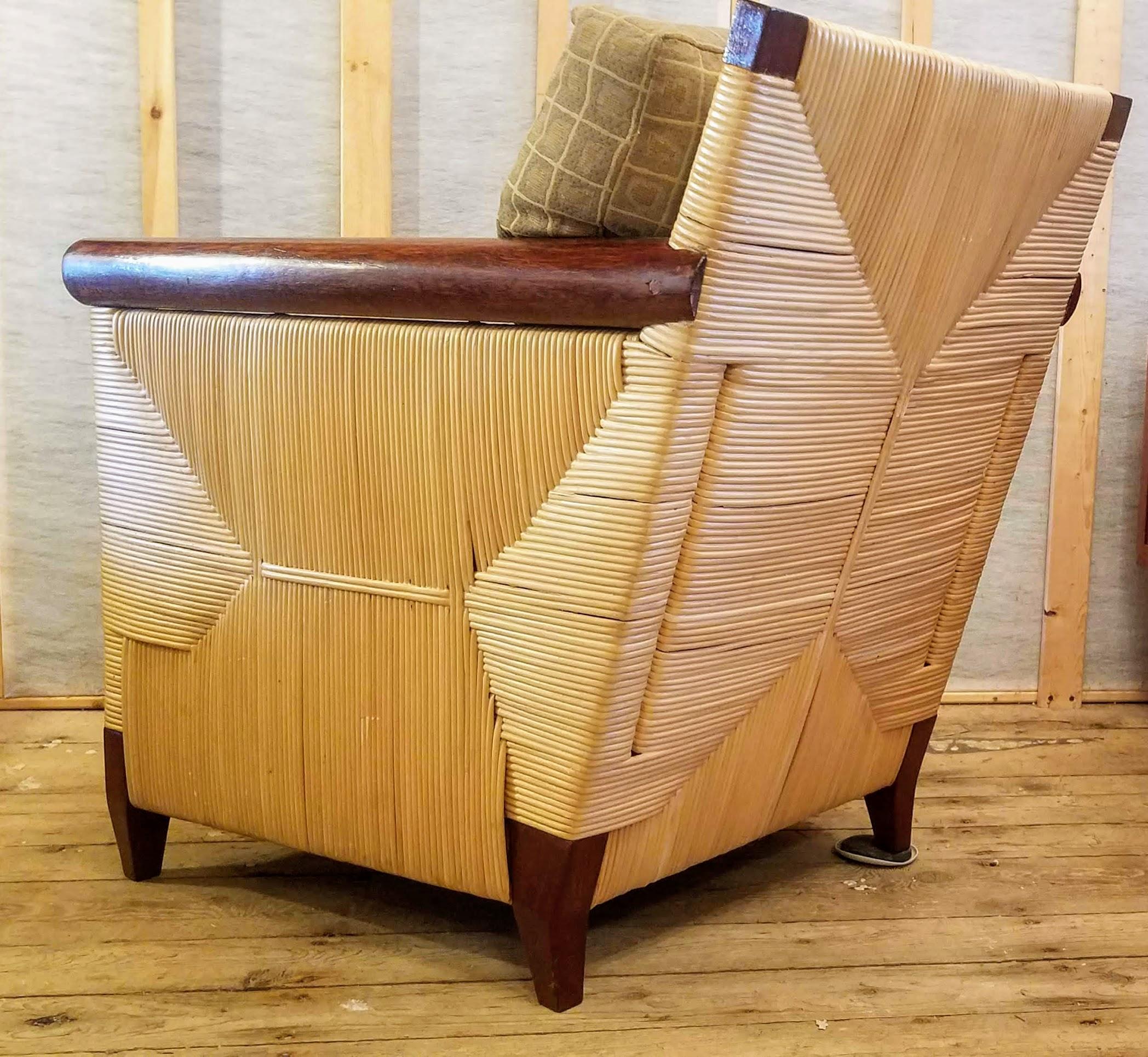 American Lounge Chair Donghia by John Hutton 1995 Mahogany and Cane