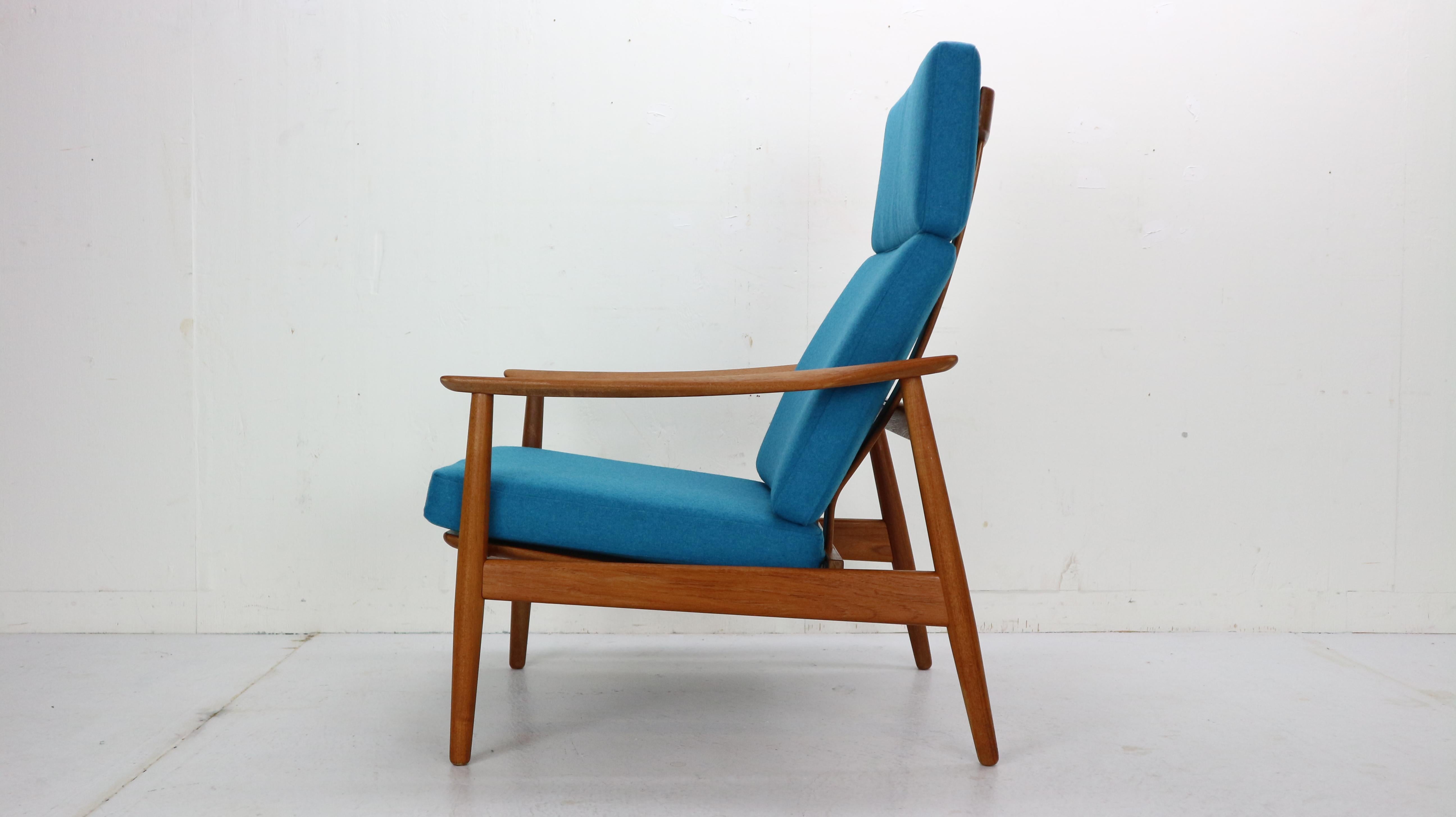 Wool Lounge Chair FD-164 with Ottoman by Arne Vodder for France & Son, Denmark, 1960s