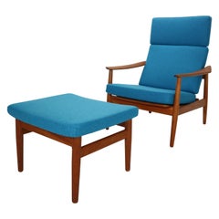 Lounge Chair FD-164 with Ottoman by Arne Vodder for France & Son, Denmark, 1960s