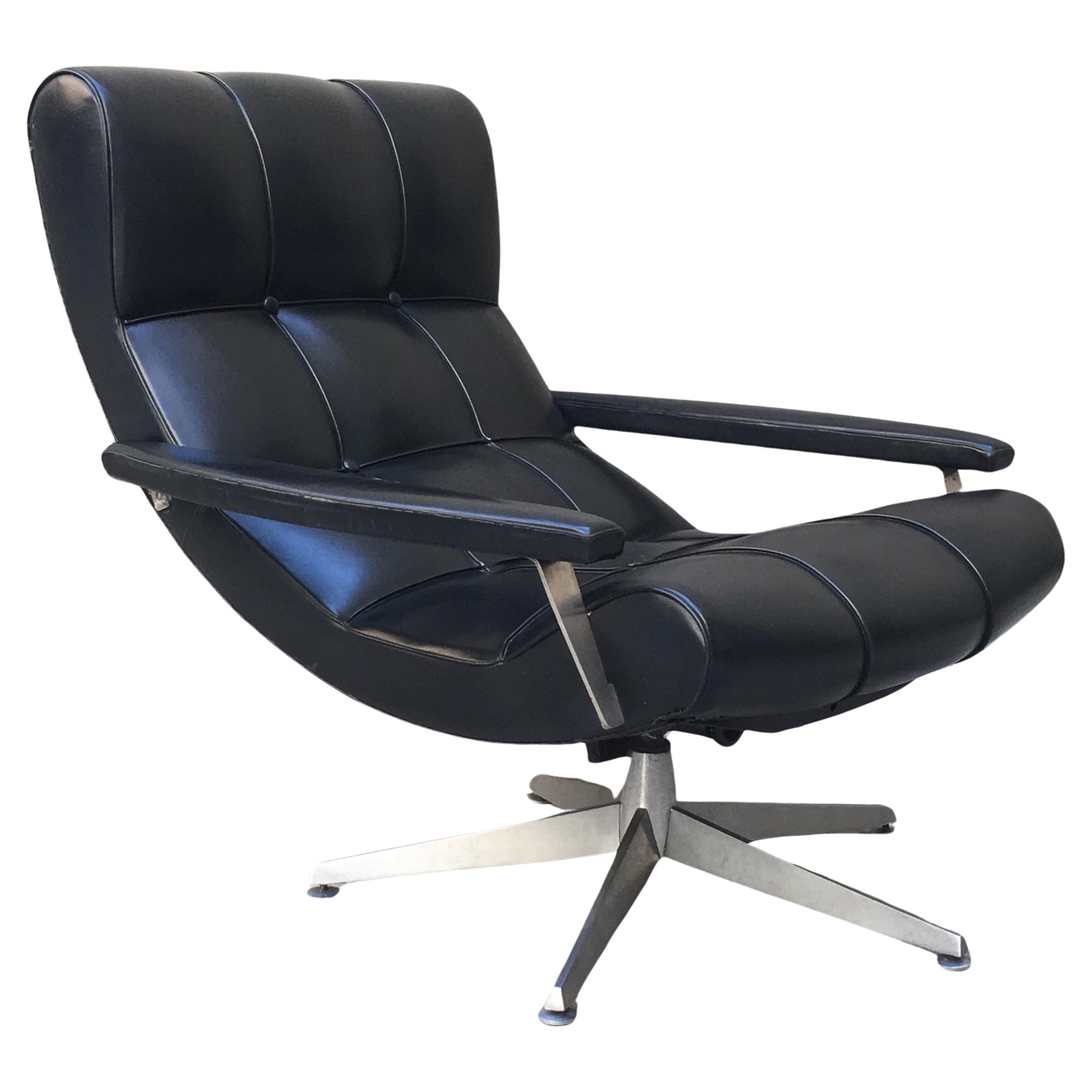 Chaise longue pivotante et réglable en vinyle - Tecnosalotto - Italie - années 1970