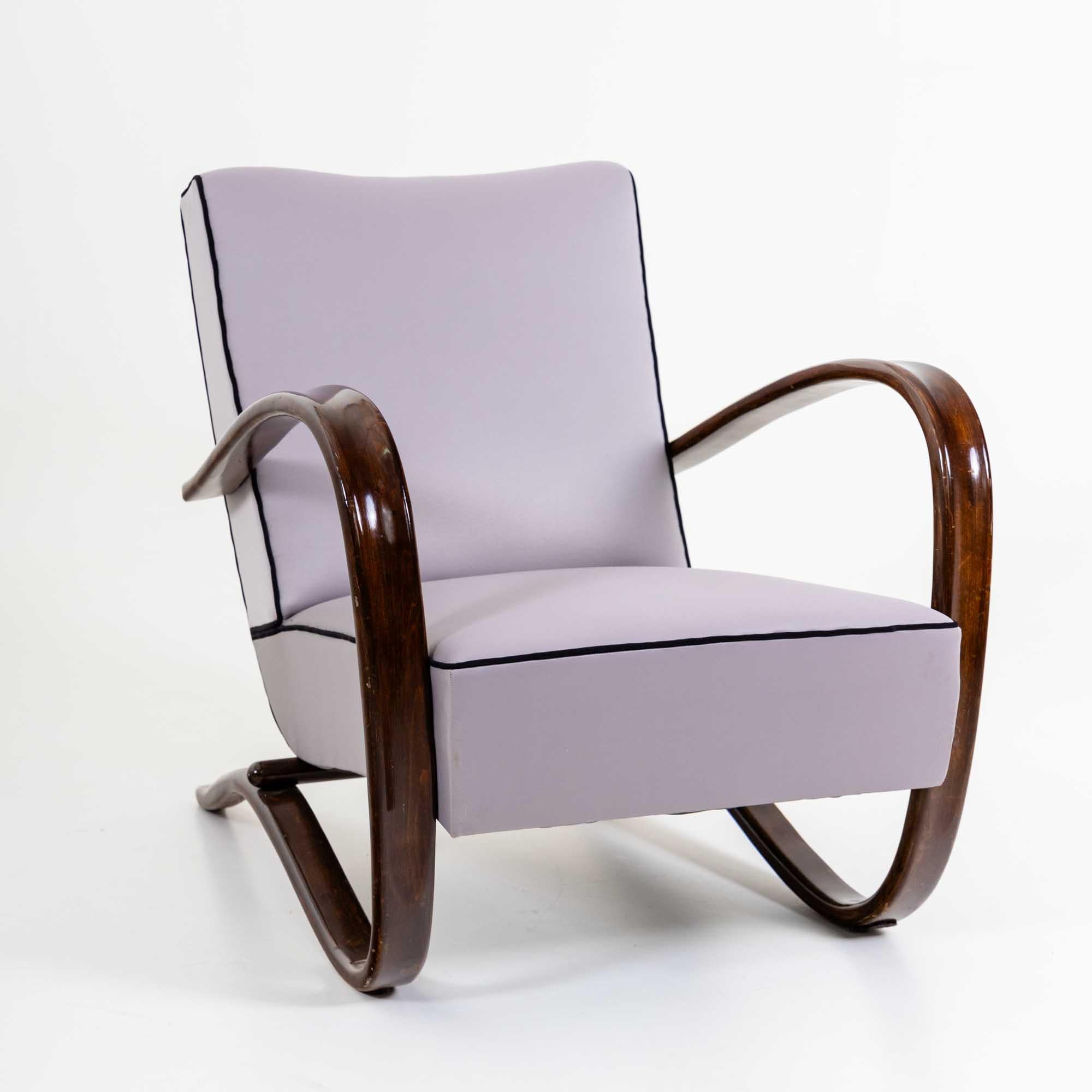 Stained Lounge Chair H-269 by Jindřich Halabala, Czech Republic 1930s For Sale