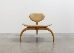 Silla Lounge - Silla rústica moderna hecha a mano en fresno y cuero cosido a mano