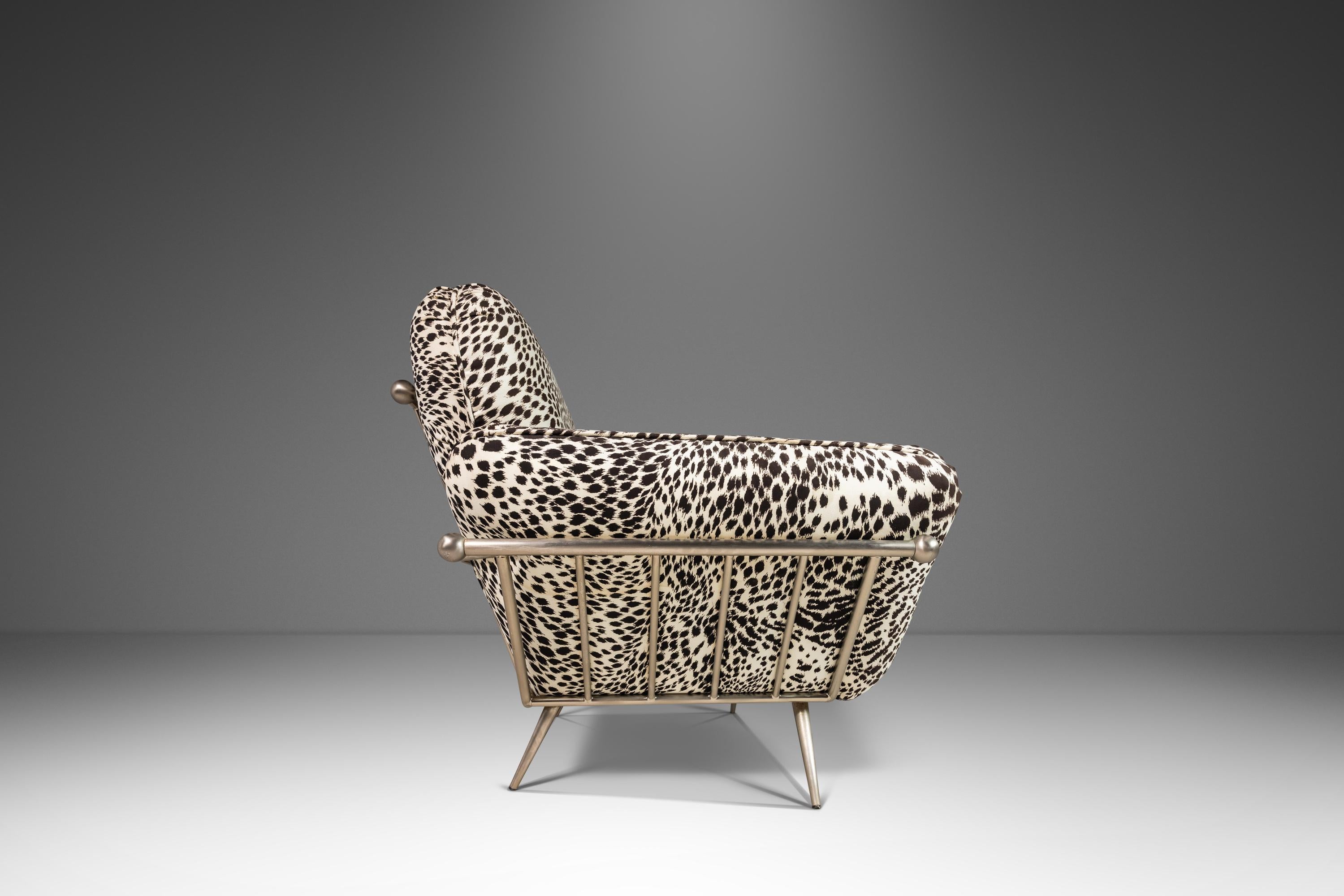Steel Lounge Chair in Animal Print for Carson's Attributed to Milo Baughman, c. 1980's For Sale