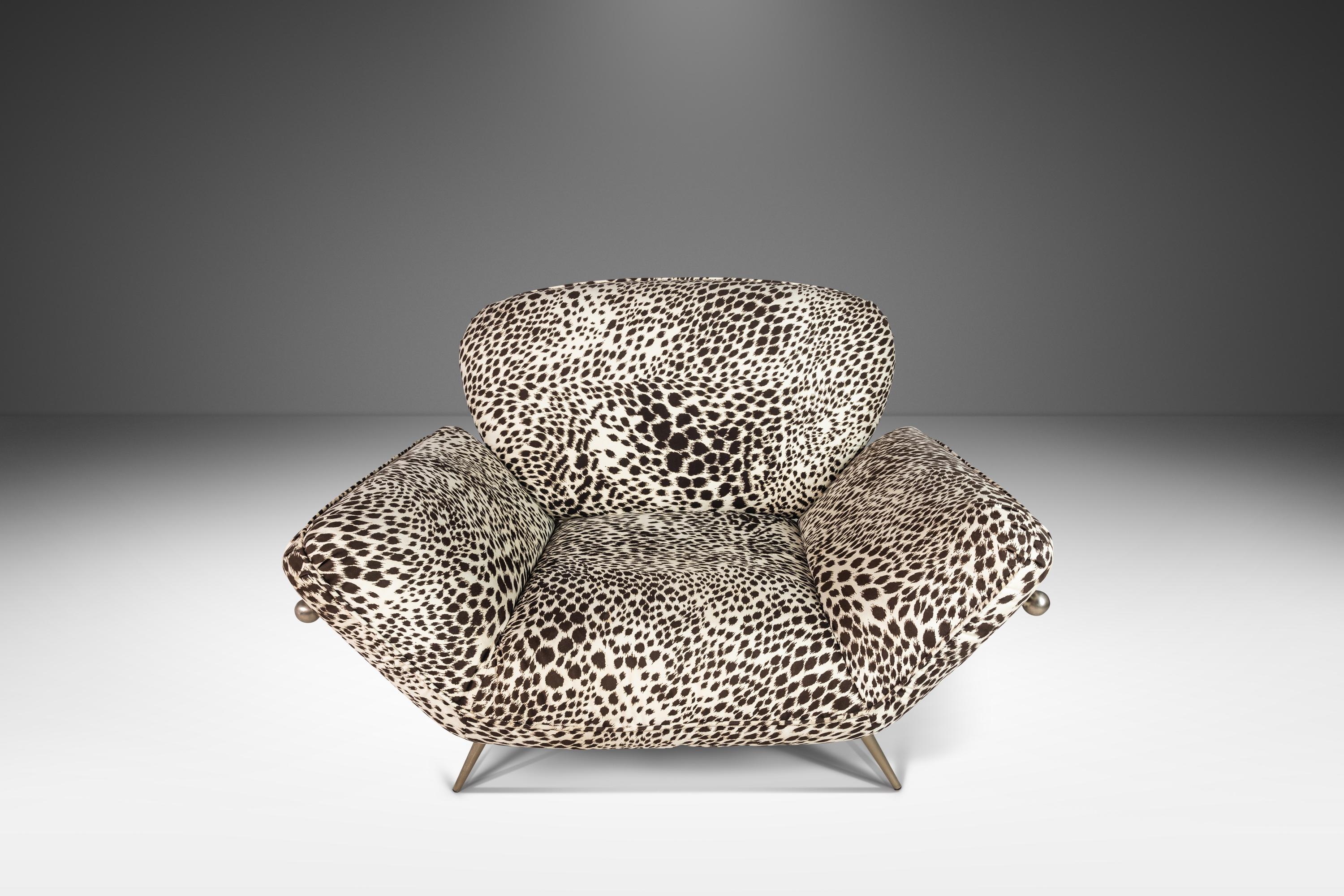 American Lounge Chair in Animal Print for Carson's Attributed to Milo Baughman, c. 1980's For Sale