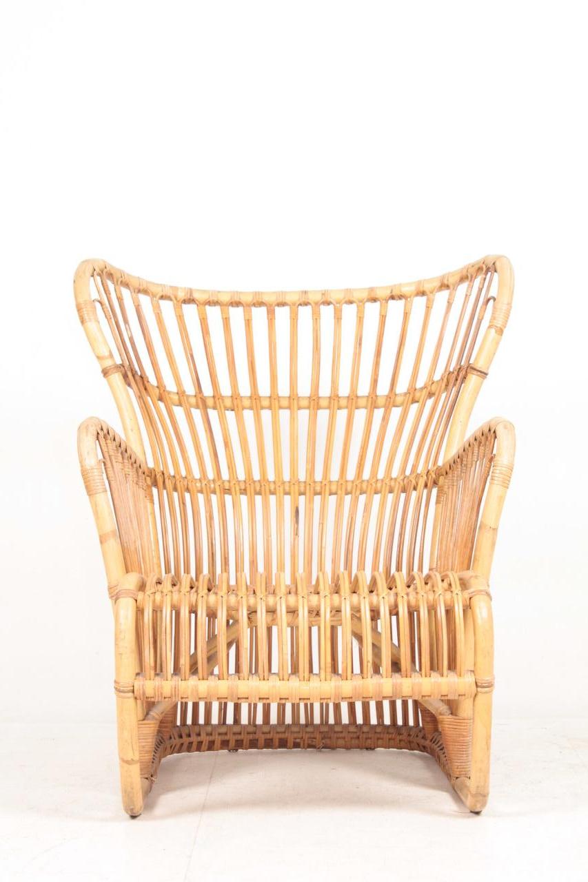 Fabric Lounge Chair in Bamboo by Tove and Edvard Kindt-Larsen For Sale