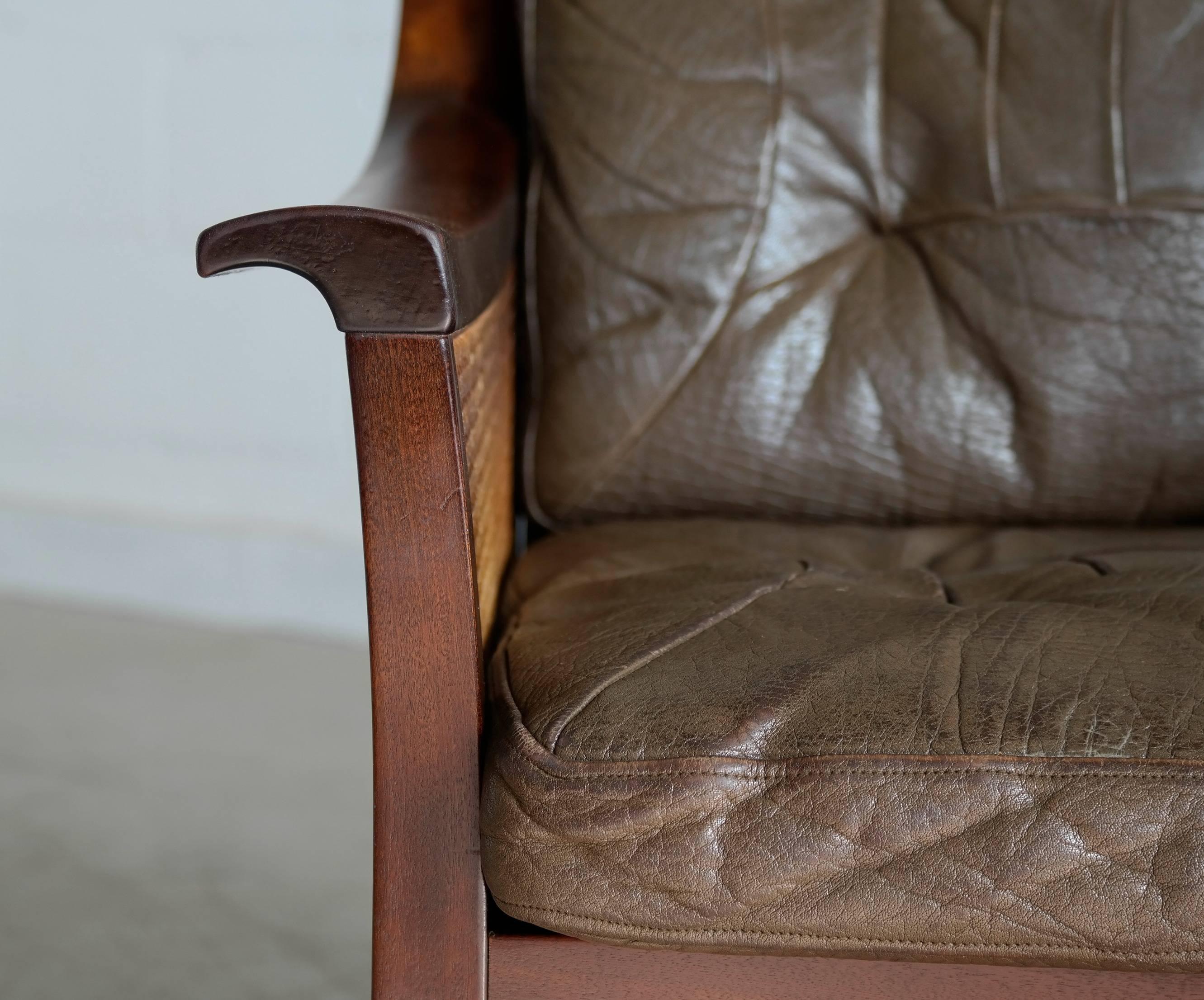 leather and cane chair