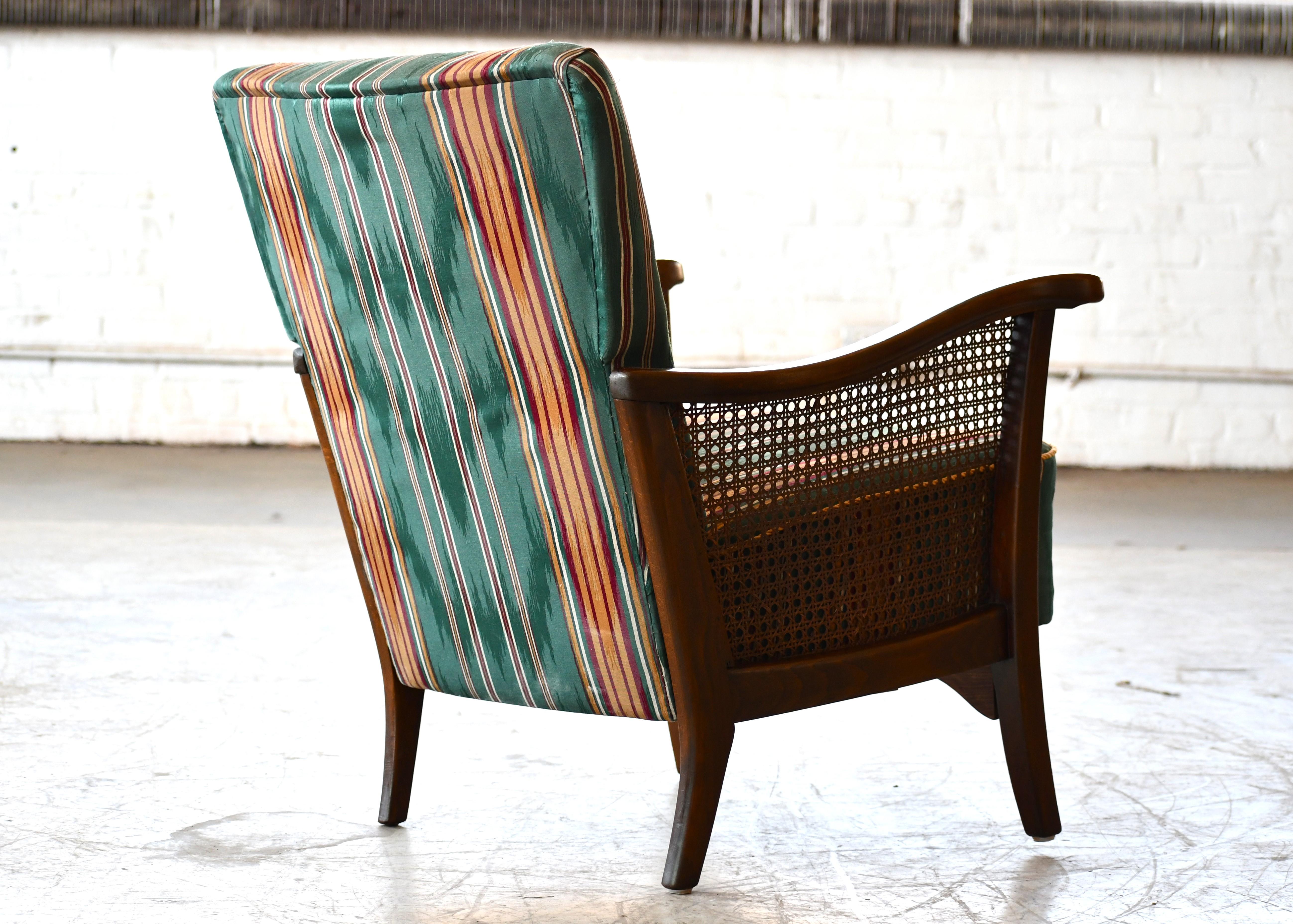 Lounge Chair in Beech and Woven Cane For Sale 4