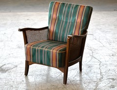 Loungesessel aus Buche und Rohrgeflecht