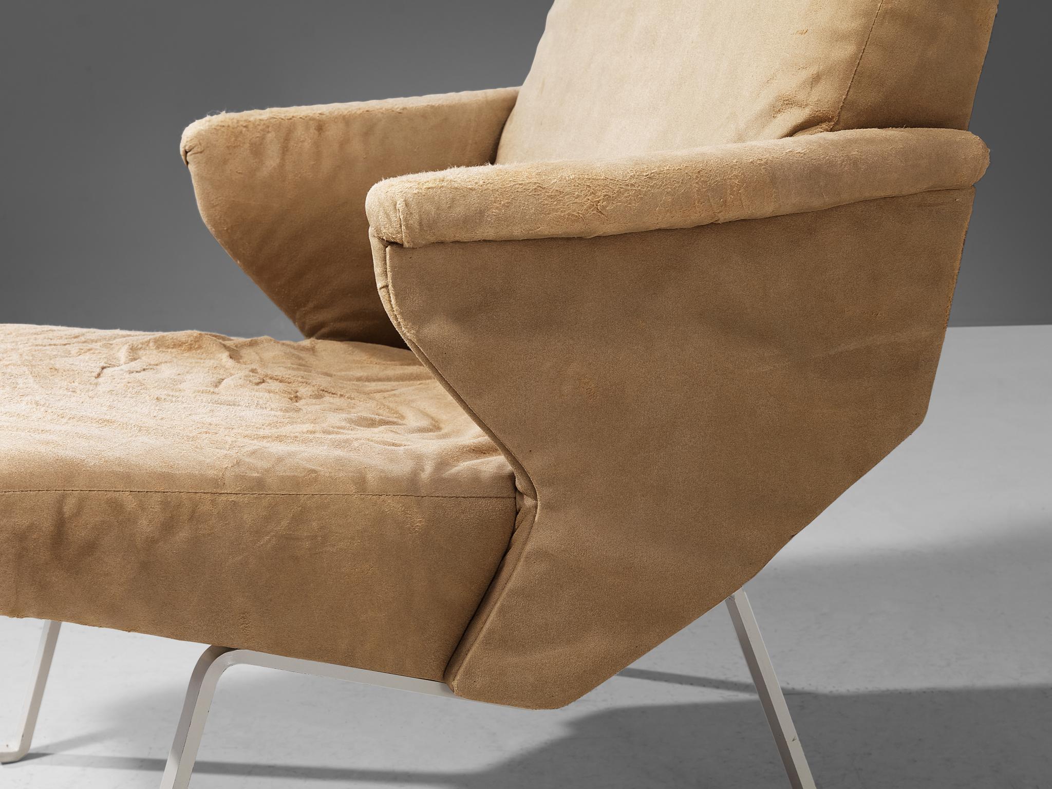 Mid-Century Modern Fauteuil de salon en tissu beige en vente