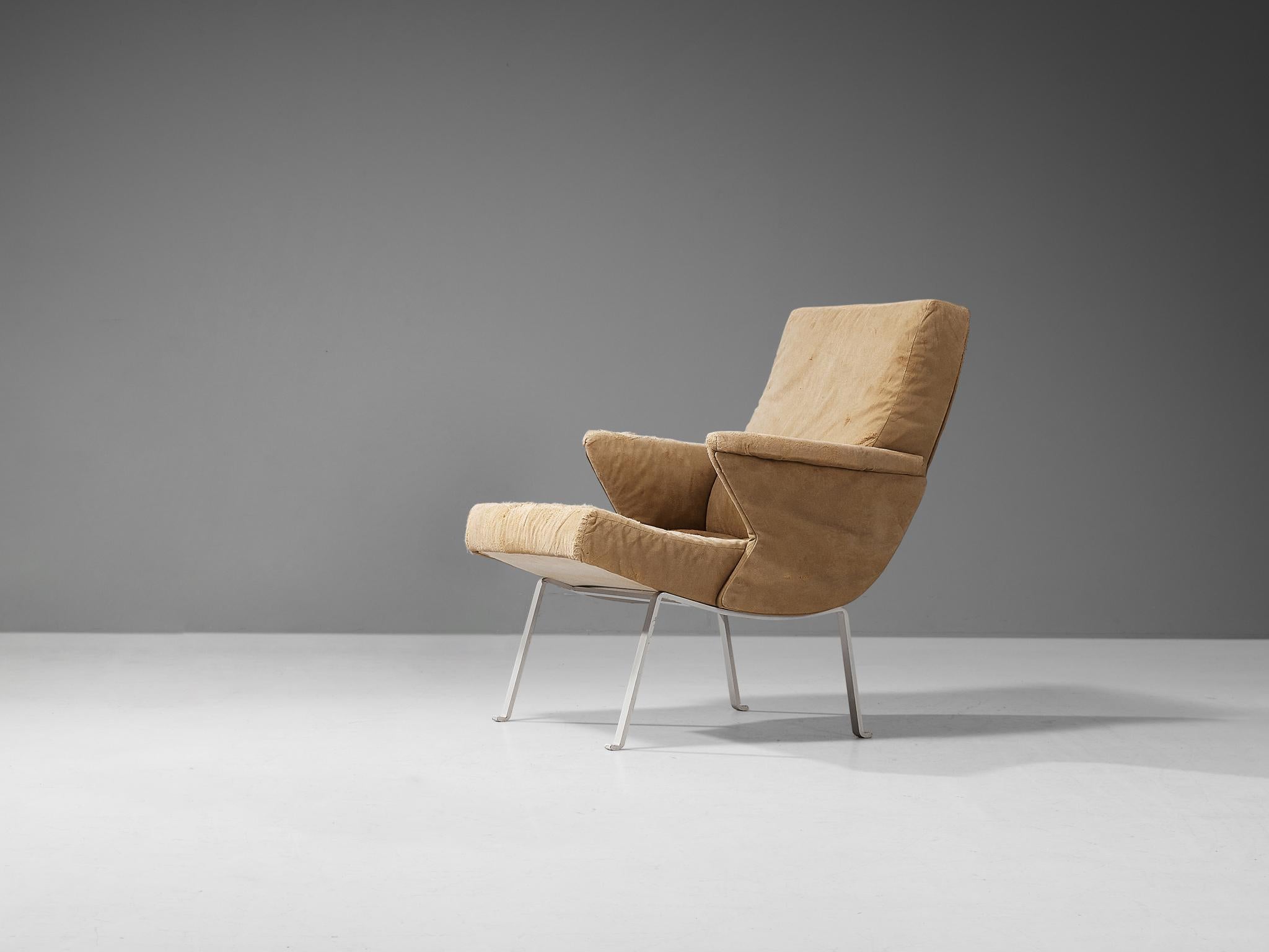 European Lounge Chair in Beige Upholstery For Sale