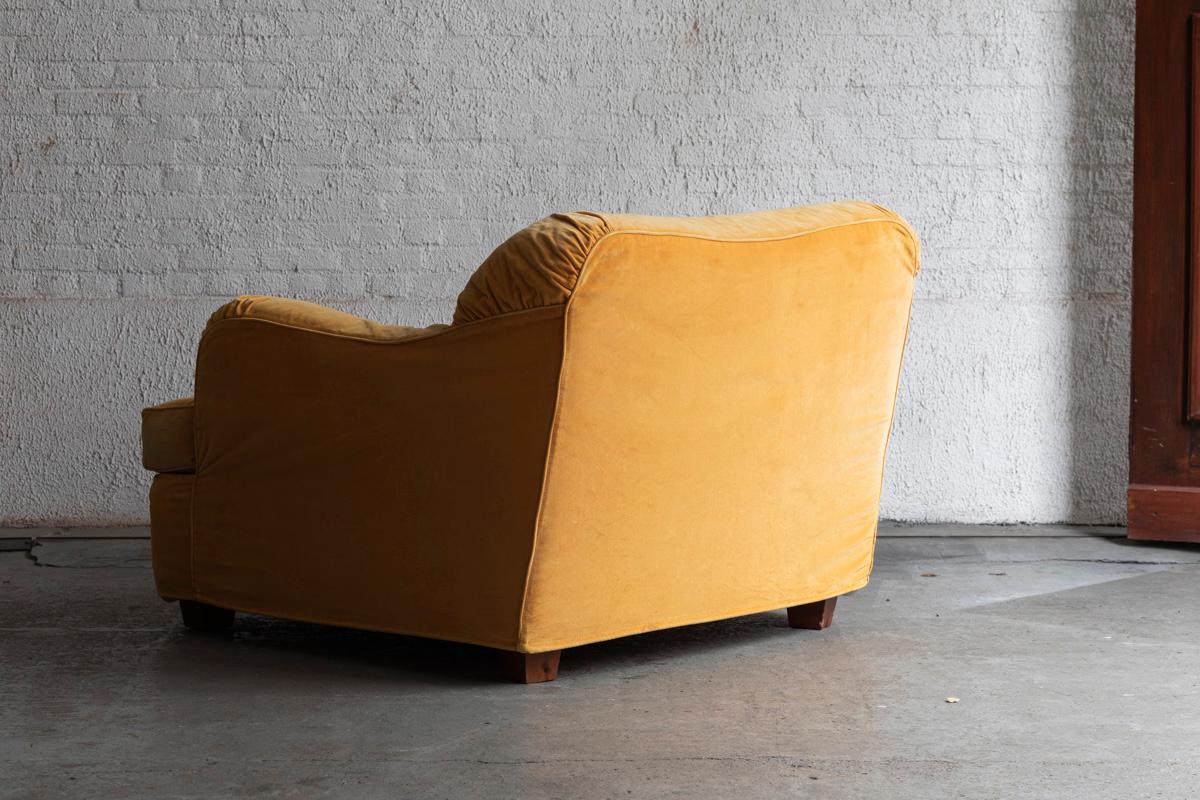 Late 20th Century Lounge Chair in Bright Yellow Velours, 1980s For Sale