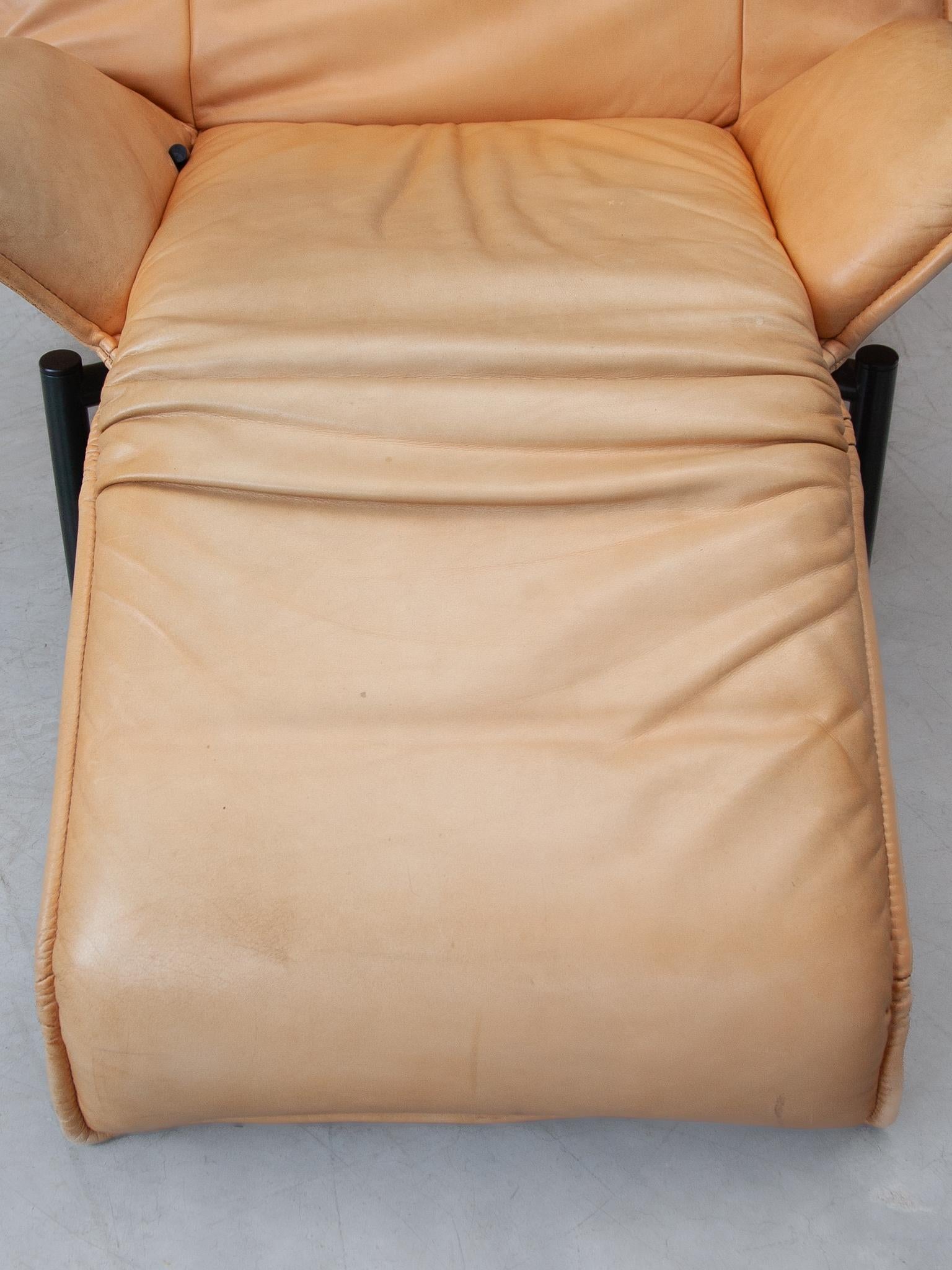 Lounge Chair in Camel Leather design by Vico Magistretti for Cassina, 1980 In Good Condition In Antwerp, BE