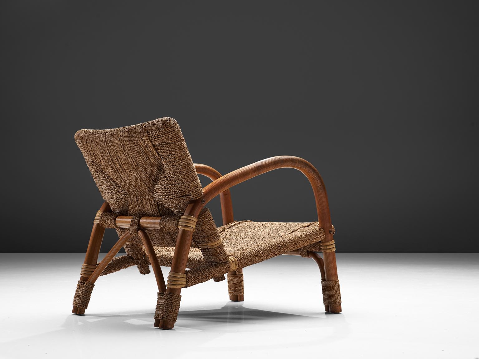 Mid-Century Modern Lounge Chair in Cane and Beech