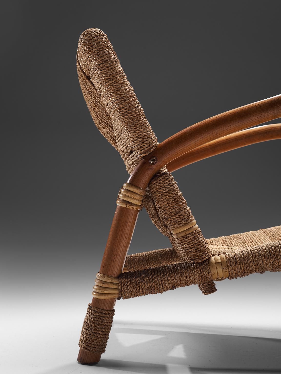 Mid-20th Century Lounge Chair in Cane and Beech