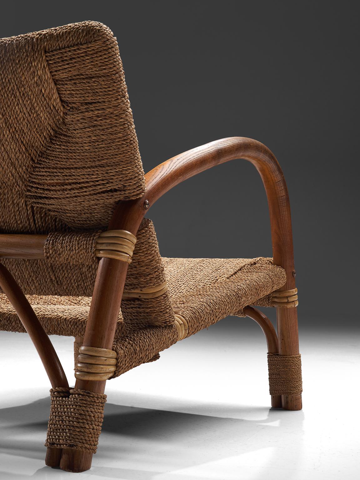 Wicker Lounge Chair in Cane and Beech